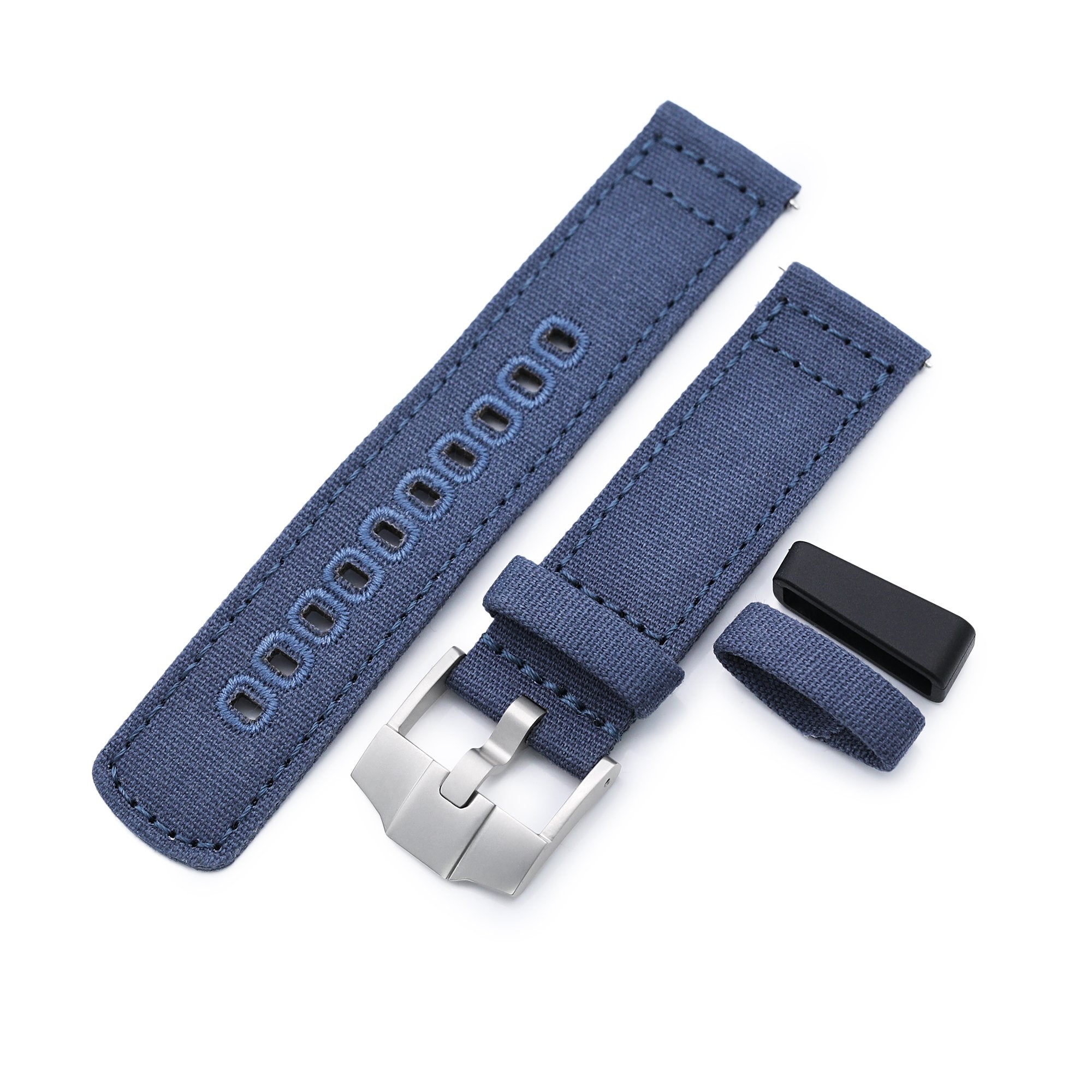 Navy Blue Quick Release Canvas Watch Strap 22mm or 20mm Strapcode Watch Bands