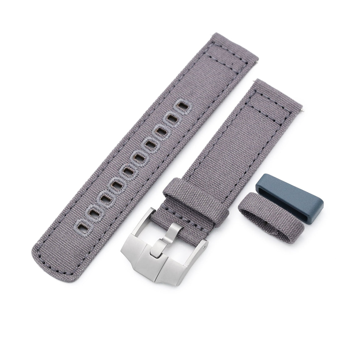 Ash Grey Quick Release Canvas Watch Strap 22mm or 20mm Strapcode Watch Bands