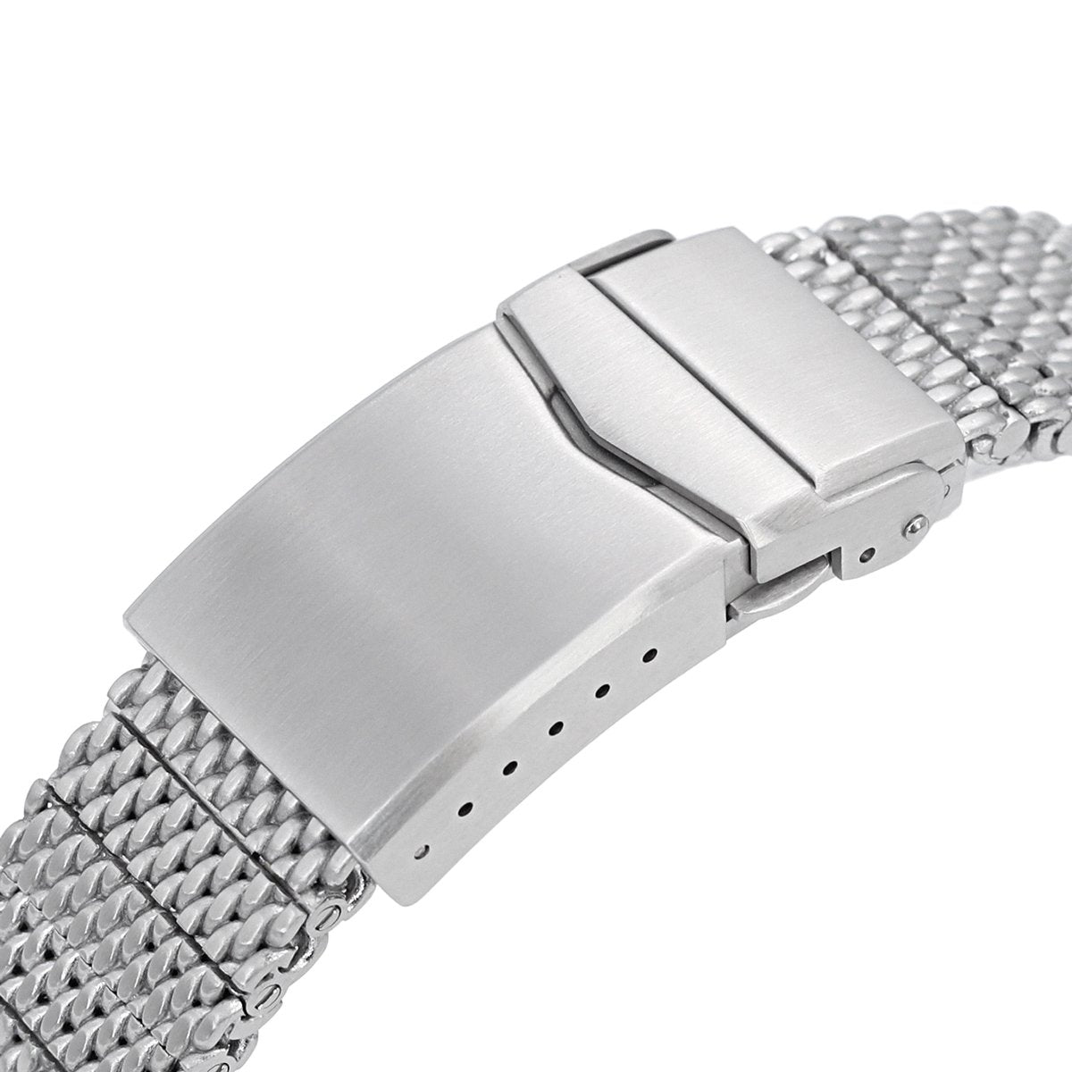 Curved End Massy Mesh Watch Band for Seiko SKX007 V-Clasp Brushed Strapcode Watch Bands