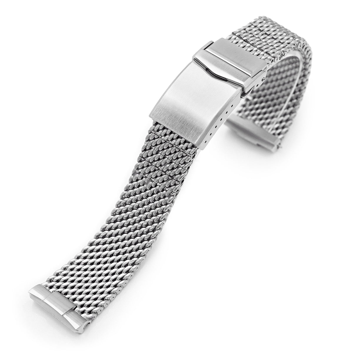 Curved End Massy Mesh Watch Band for Seiko new Turtles SRP777 V-Clasp Brushed Strapcode Watch Bands