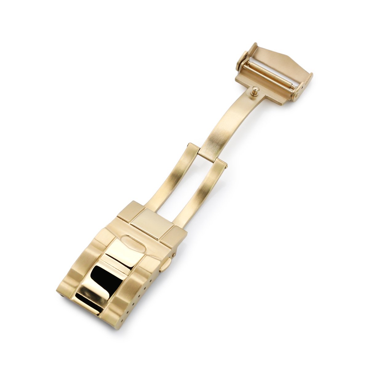 18mm or 20mm Solid 316L Stainless Steel Double Locks SUB Diver Clasp Button Control Brushed &amp; Polished IP Gold Strapcode Buckles