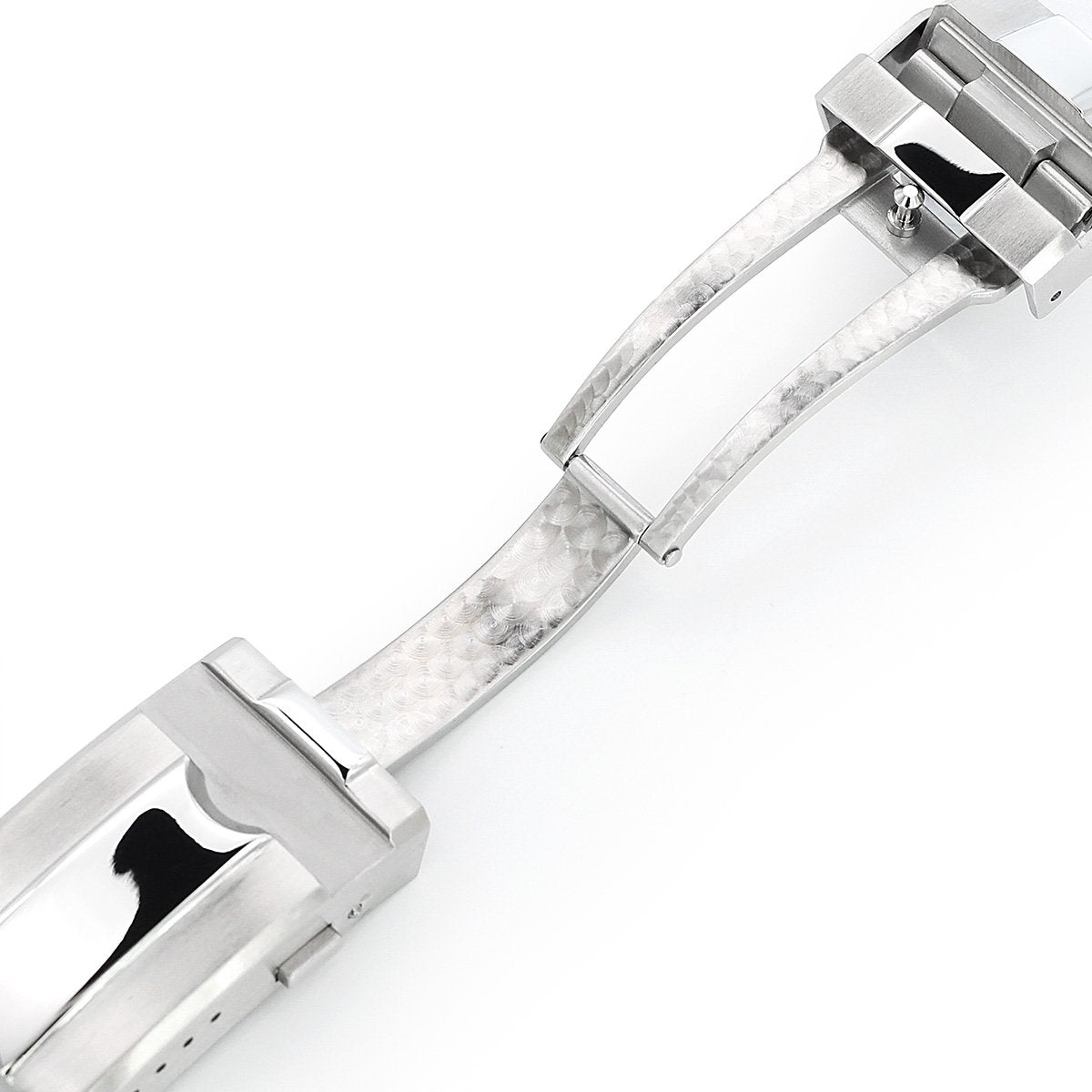 16mm 18mm or 20mm Solid 316L Stainless Steel Double Locks Turning Clasp Button Control Brushed &amp; Polished center Strapcode Buckles