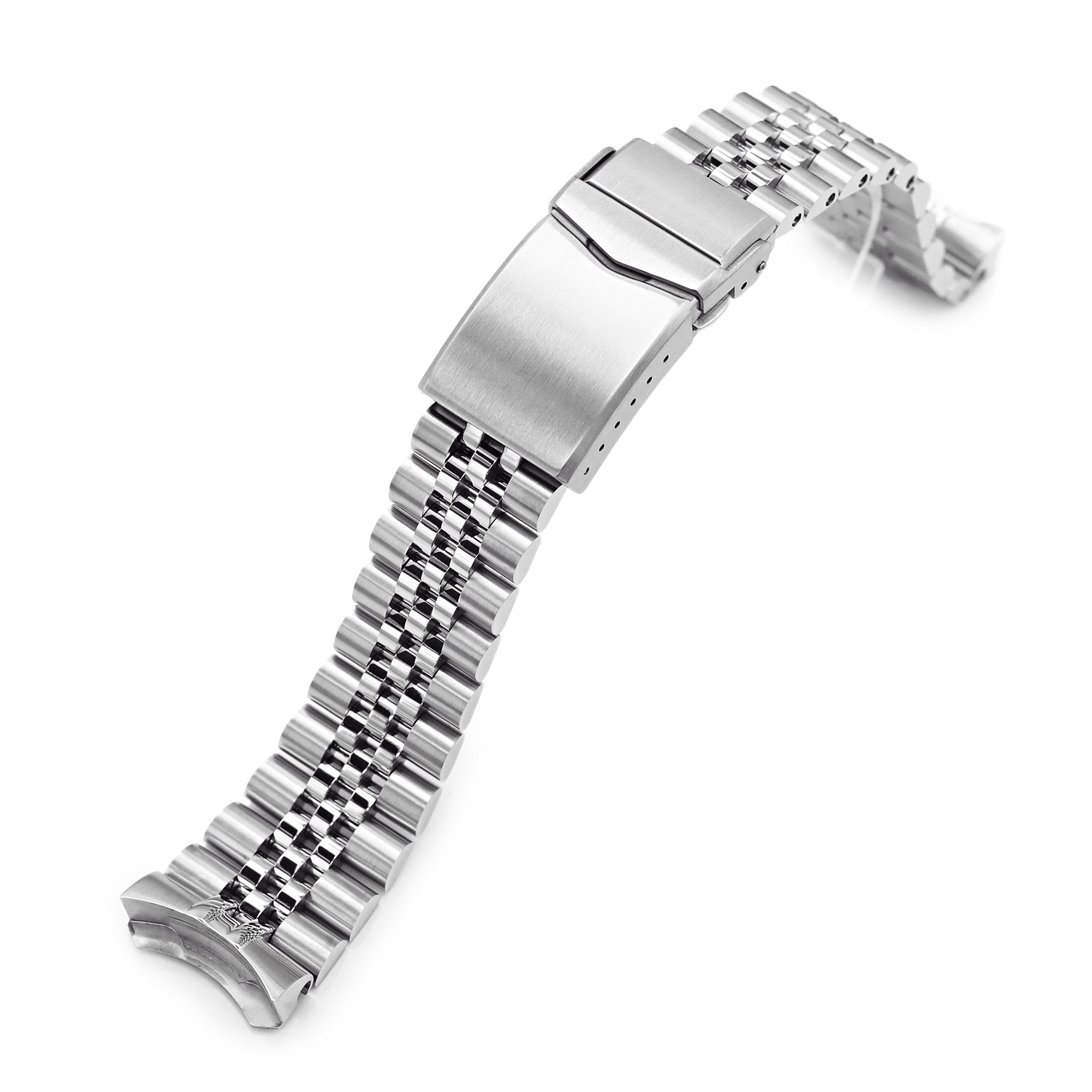 22mm Super-J Louis 316L Stainless Steel Watch Band for Seiko 5, Brushed V-Clasp Strapcode Watch Bands