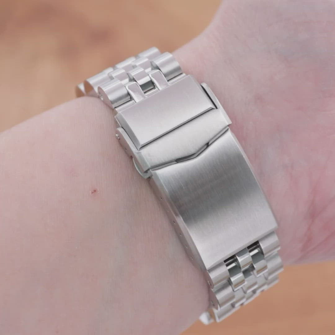 سوار ساعة أنغوس-جي لويس جوب 22 مم لساعات سيكو نيو تيرتلز SRP777 SRP775 SRPA21 (PADI)، ستانلس ستيل - تشطيب مطفي، وصلات وسطية لامعة، مشبك غطس V