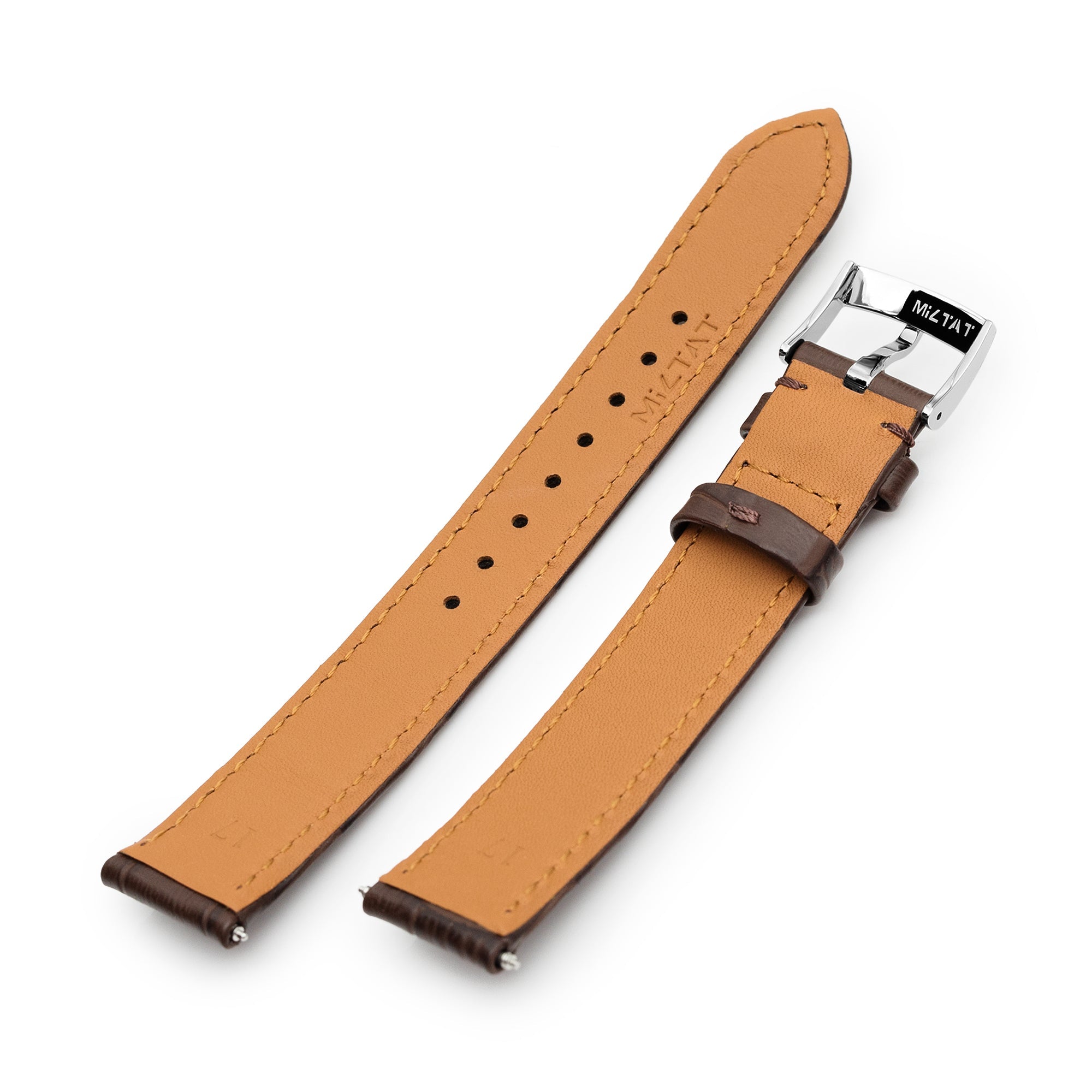 17mm Brown CrocoCalf (Italian Croco Grain) Flat Watch Band Strapcode Watch Bands