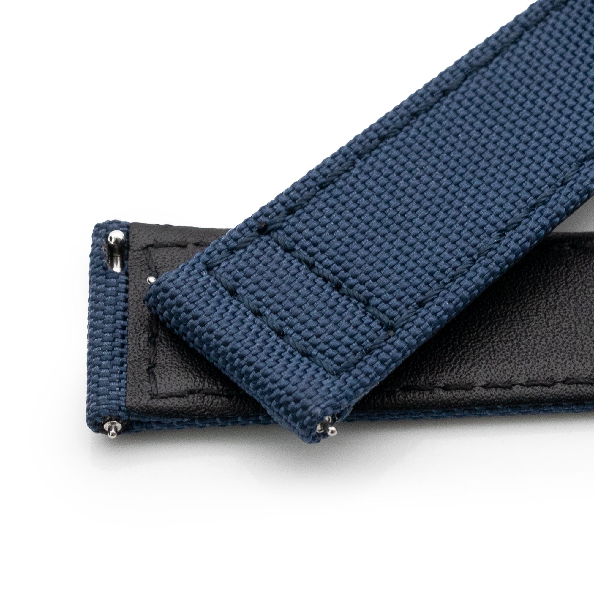 Q.R. 20mm Blue Sailcloth Watch Band with leather lining Strapcode Watch Bands