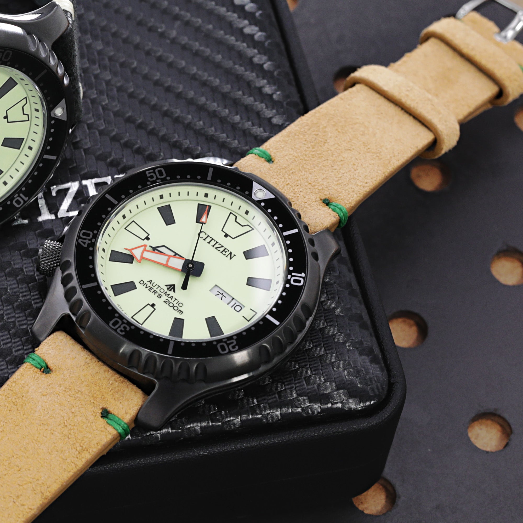 Citizen Promaster Diver Fugu NY0138-14X Limited Edition leather watch band by Strapcode