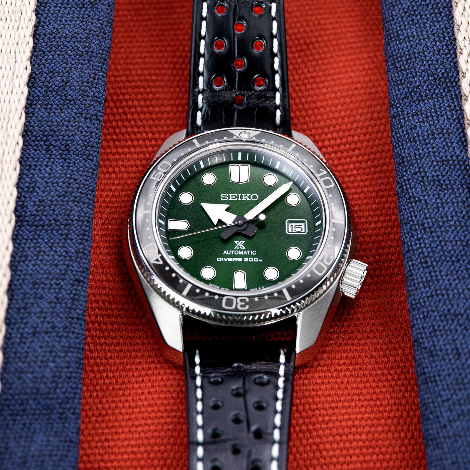 Seiko BabyMM SBDC079 Ginza Edition, alligator watch bands by strapcode