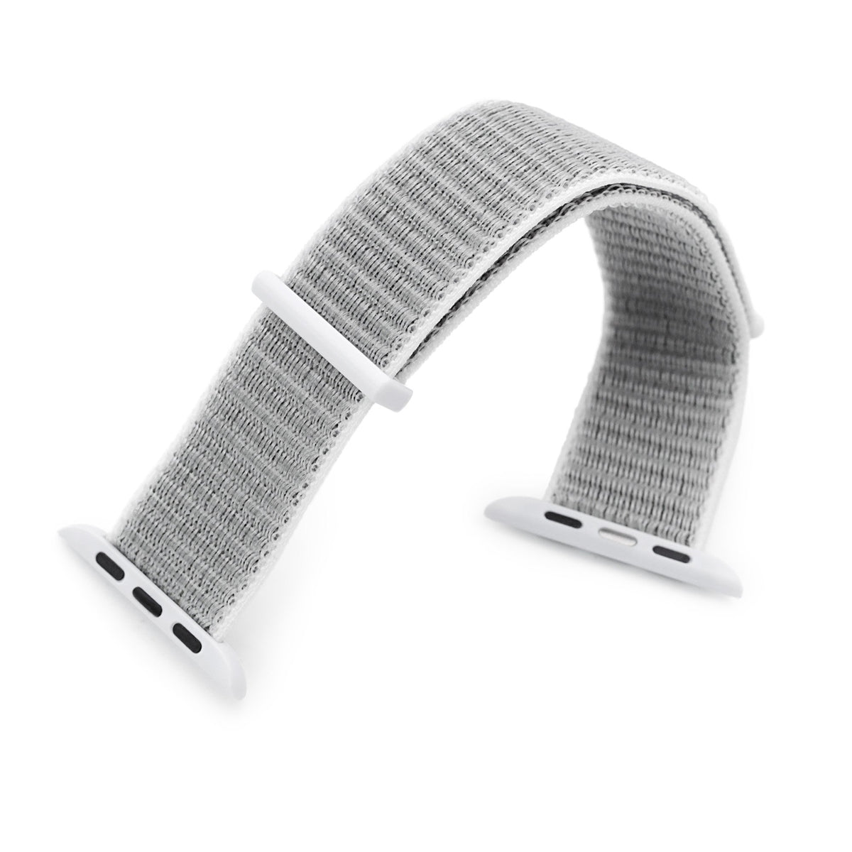 22mm Off White Hook &amp; Loop Durable Nylon Watch Band compatible with Apple Watch 44mm / 45mm models Strapcode Watch Bands