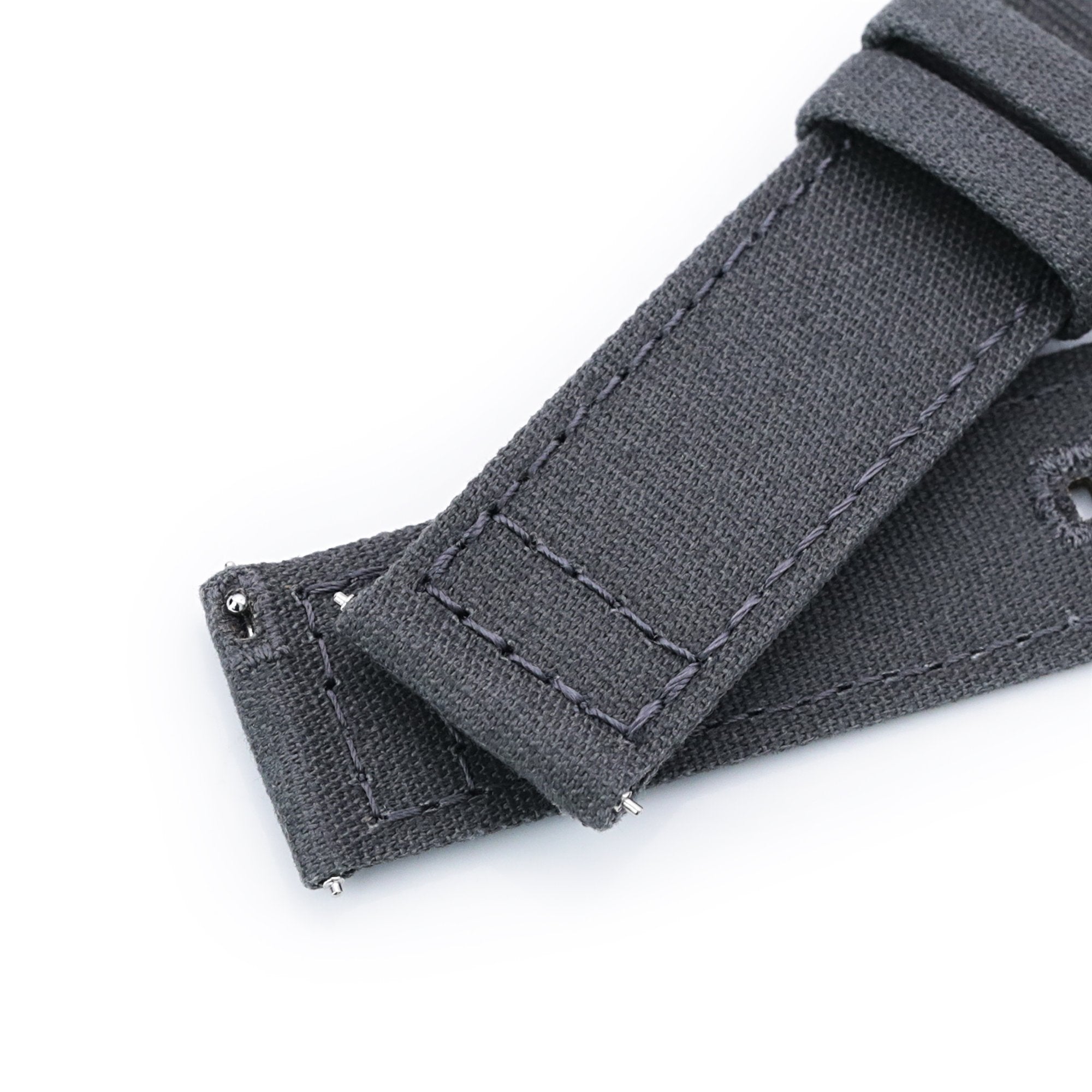 Straight Quick Release Canvas Watch Strap in Dark Grey, 20mm or 22mm Strapcode Watch Bands