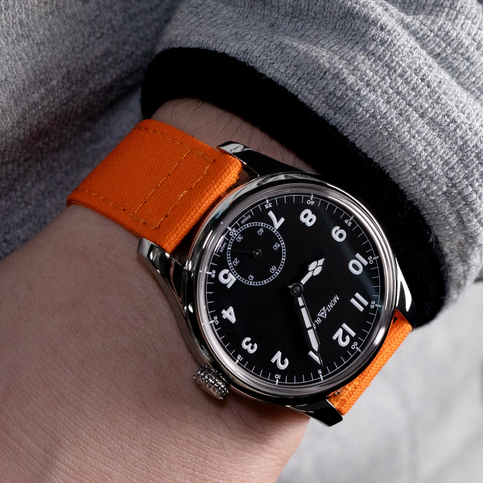 Straight Quick Release Canvas Watch Strap in Orange, 20mm or 22mm