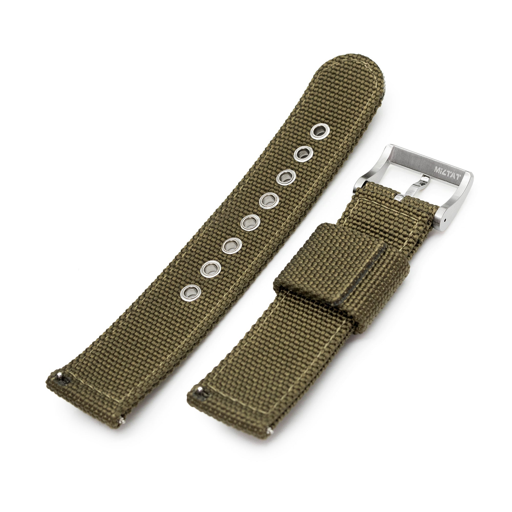 22mm Military Green Premium Nylon Weaved Quick Release Watch Band with Eyelet Strapcode Watch Bands