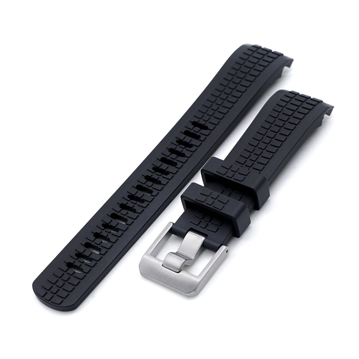 22mm Crafter Blue - CB11 Black Rubber Curved Lug Watch Strap compatible with Seiko SKX007 Strapcode Watch Bands