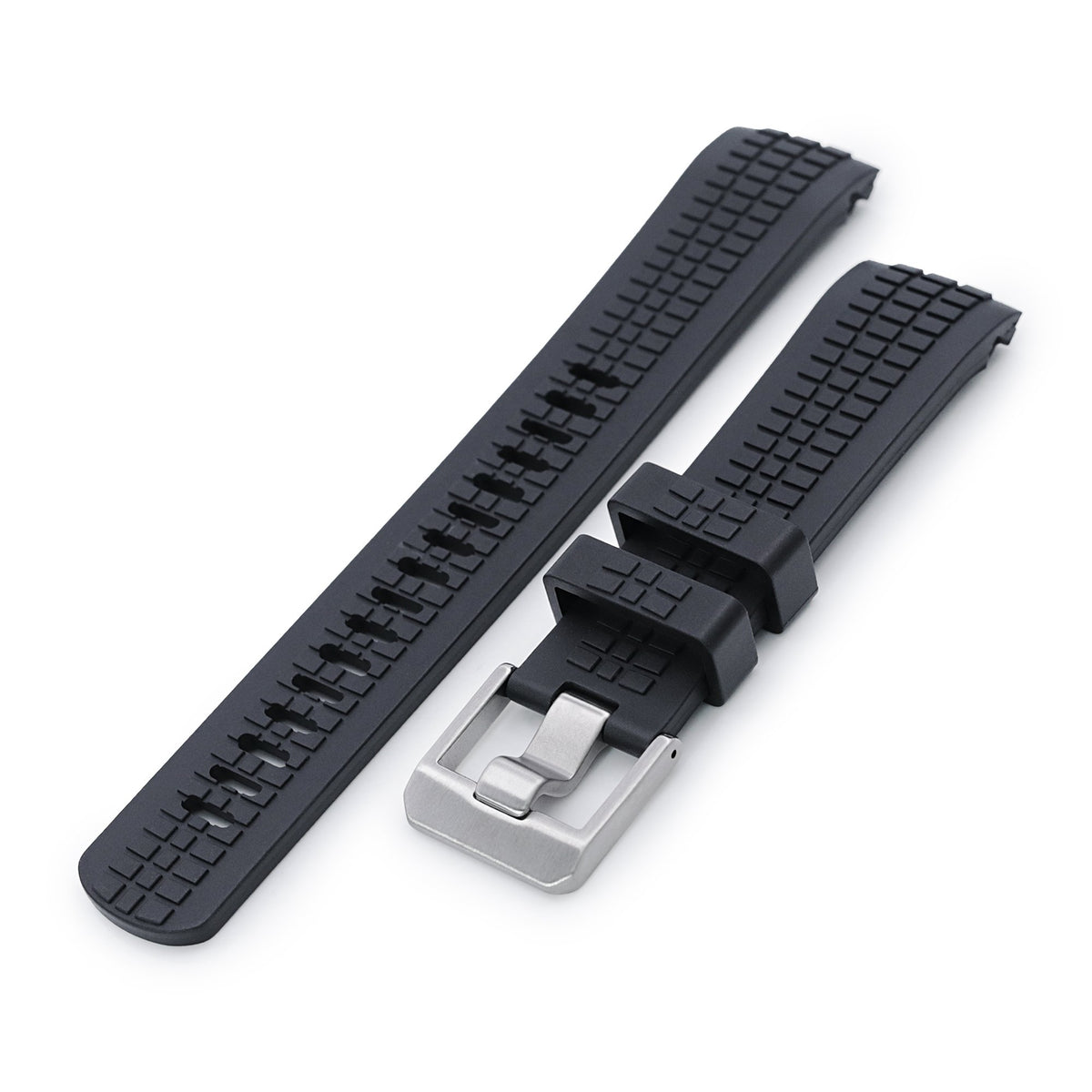 22mm Crafter Blue - CB12 Black Rubber Curved Lug Watch Strap compatible with Seiko new Turtles SRP777 Strapcode Watch Bands