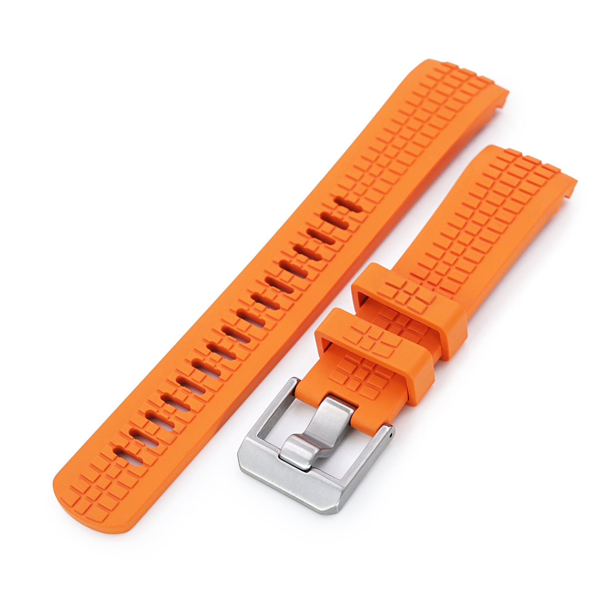 22mm Crafter Blue - CB12 Orange Rubber Curved Lug Watch Strap compatible with Seiko new Turtles SRP777 Strapcode Watch Bands