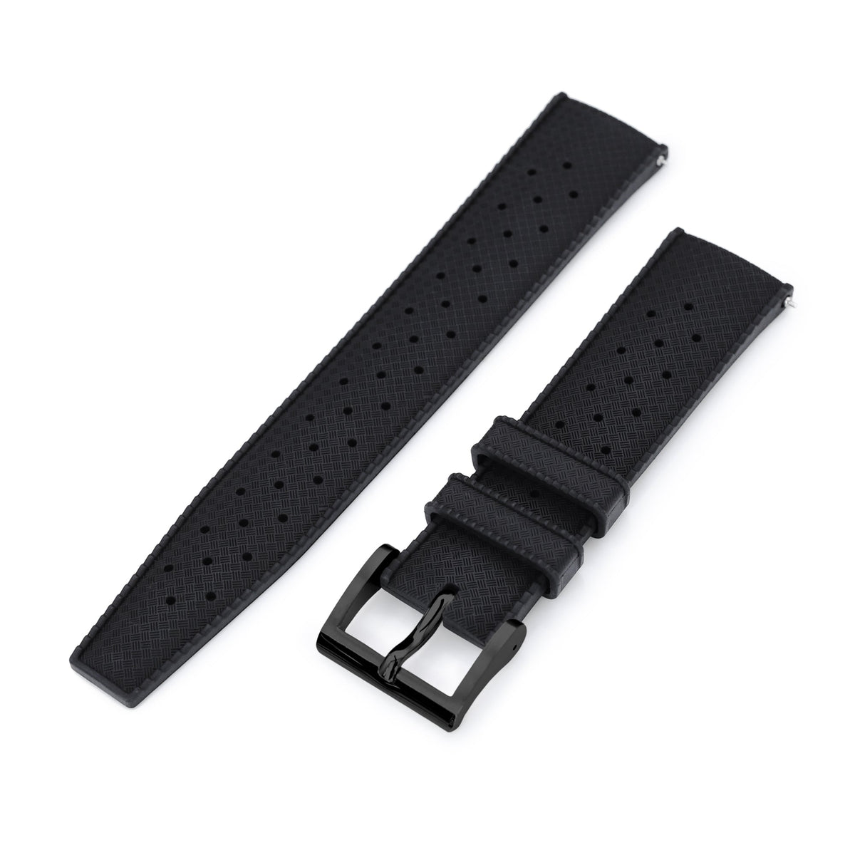 Quick Release Black Tropical-Style Pro FKM rubber watch strap, Diamond-like Carbon (DLC coating) Strapcode Watch Band