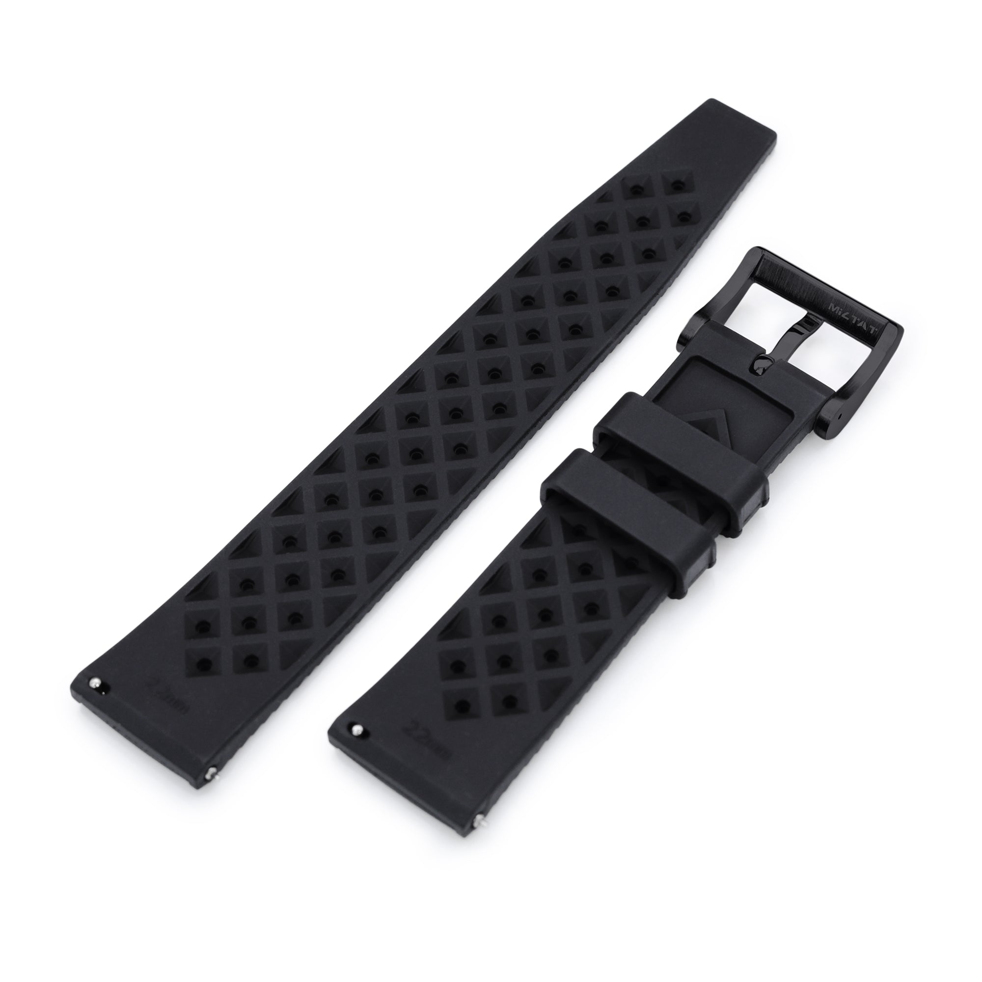 Quick Release Black Tropical-Style Pro FKM rubber watch strap, Diamond-like Carbon (DLC coating) Strapcode Watch Band