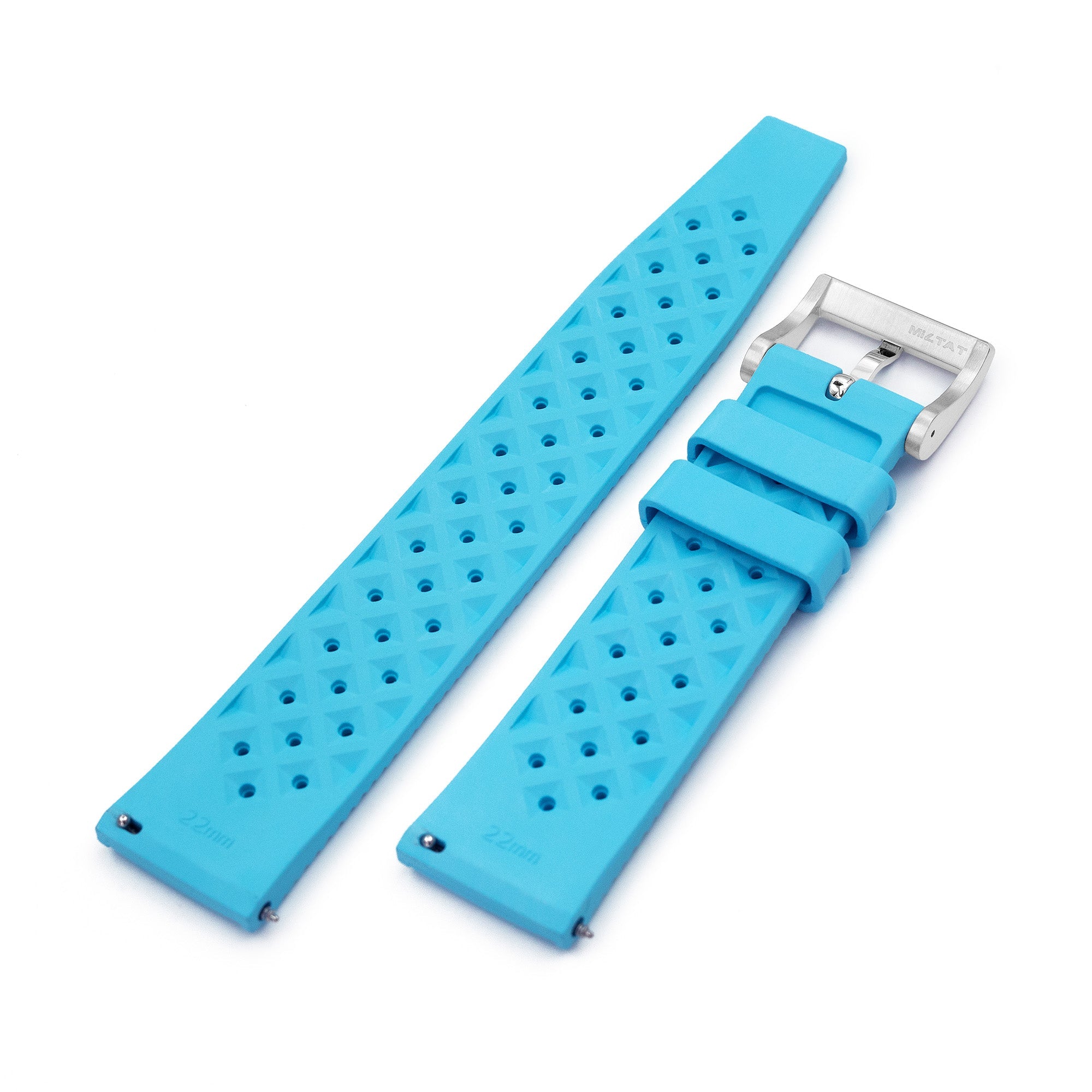 Quick Release Sky Blue Tropical-Style Pro FKM rubber watch strap, 18mm, 20mm or 22mm Strapcode Watch Bands