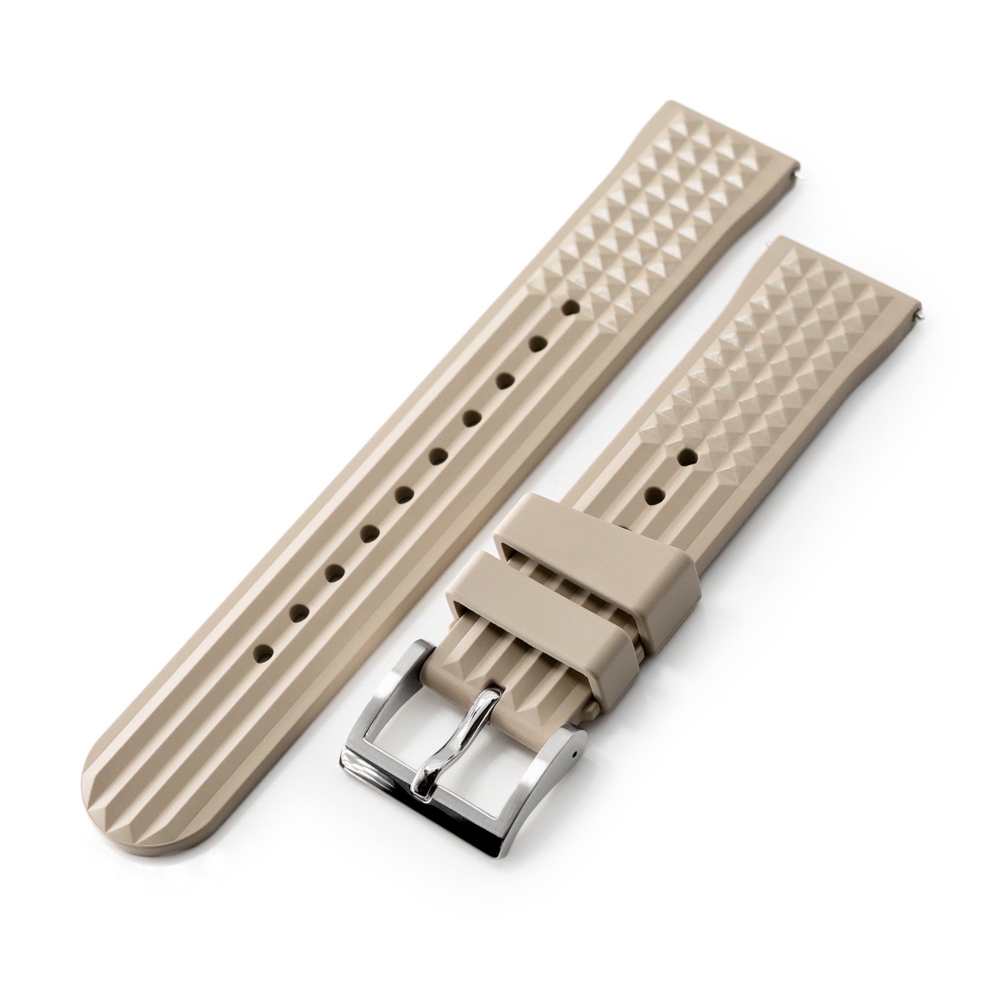 Chaffle Sand FKM Rubber watch strap, 20mm or 22mm Strapcode Watch Bands