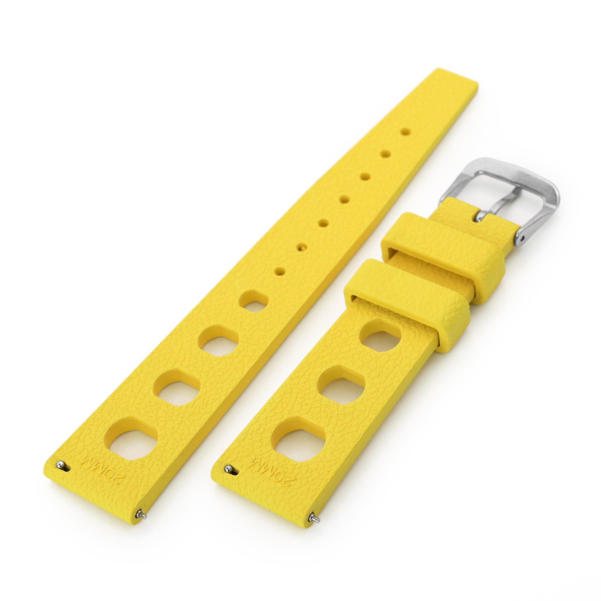 20mm Yellow Large Holes Rally FKM Quick Release Rubber watch band Strapcode Watch Bands