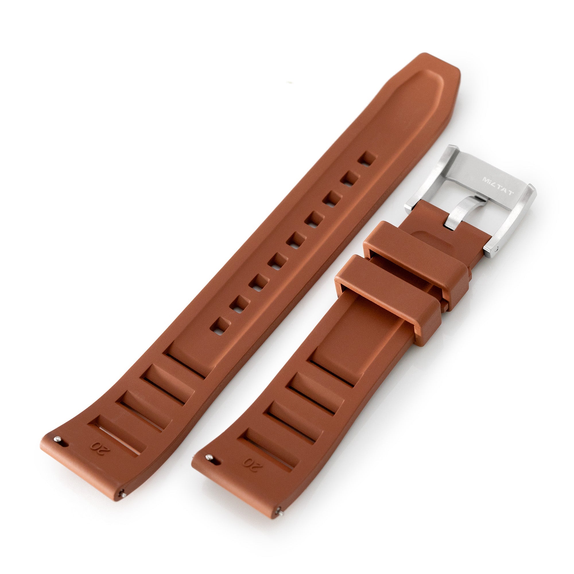 Brown RM Vented FKM Quick Release Rubber Watch Strap, 20mm Strapcode Watch Bands