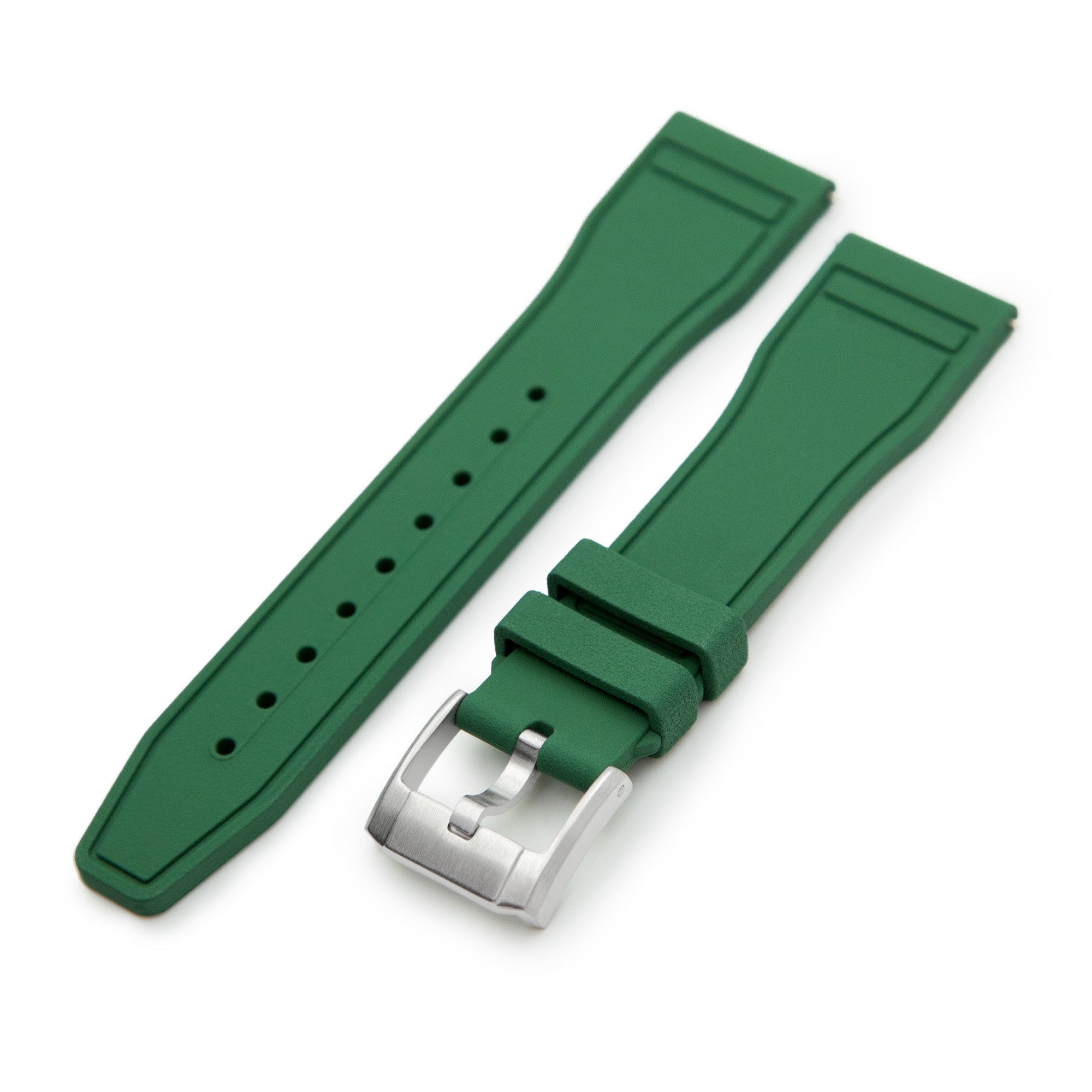 Quick Release Green Pilot FKM rubber watch strap, 20mm or 22mm Strapcode Watch Bands