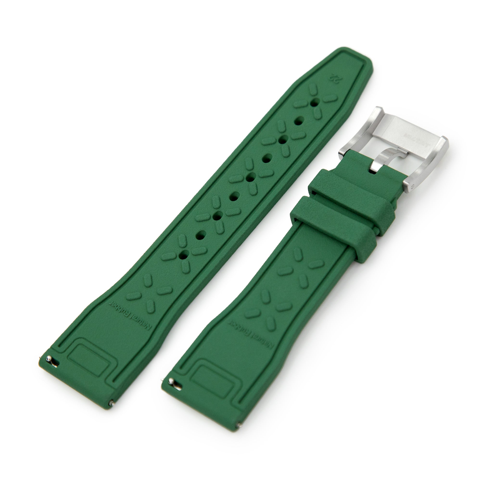 Quick Release Green Pilot FKM rubber watch strap, 20mm or 22mm Strapcode Watch Bands