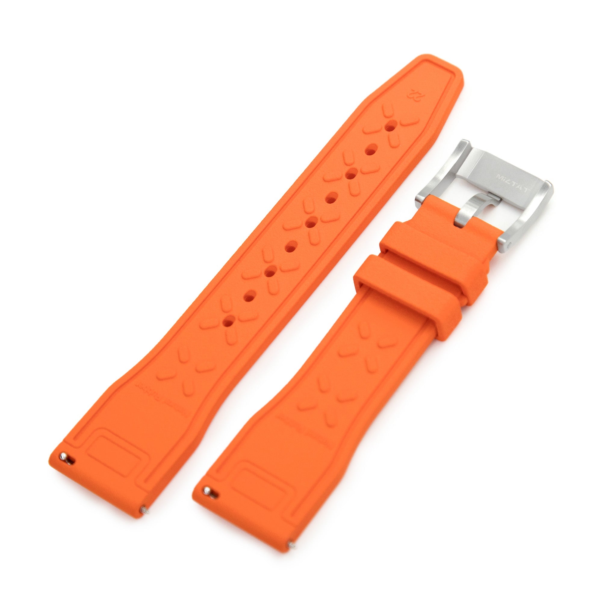 Quick Release Orange Pilot FKM rubber watch strap, 20mm or 22mm Strapcode Watch Bands