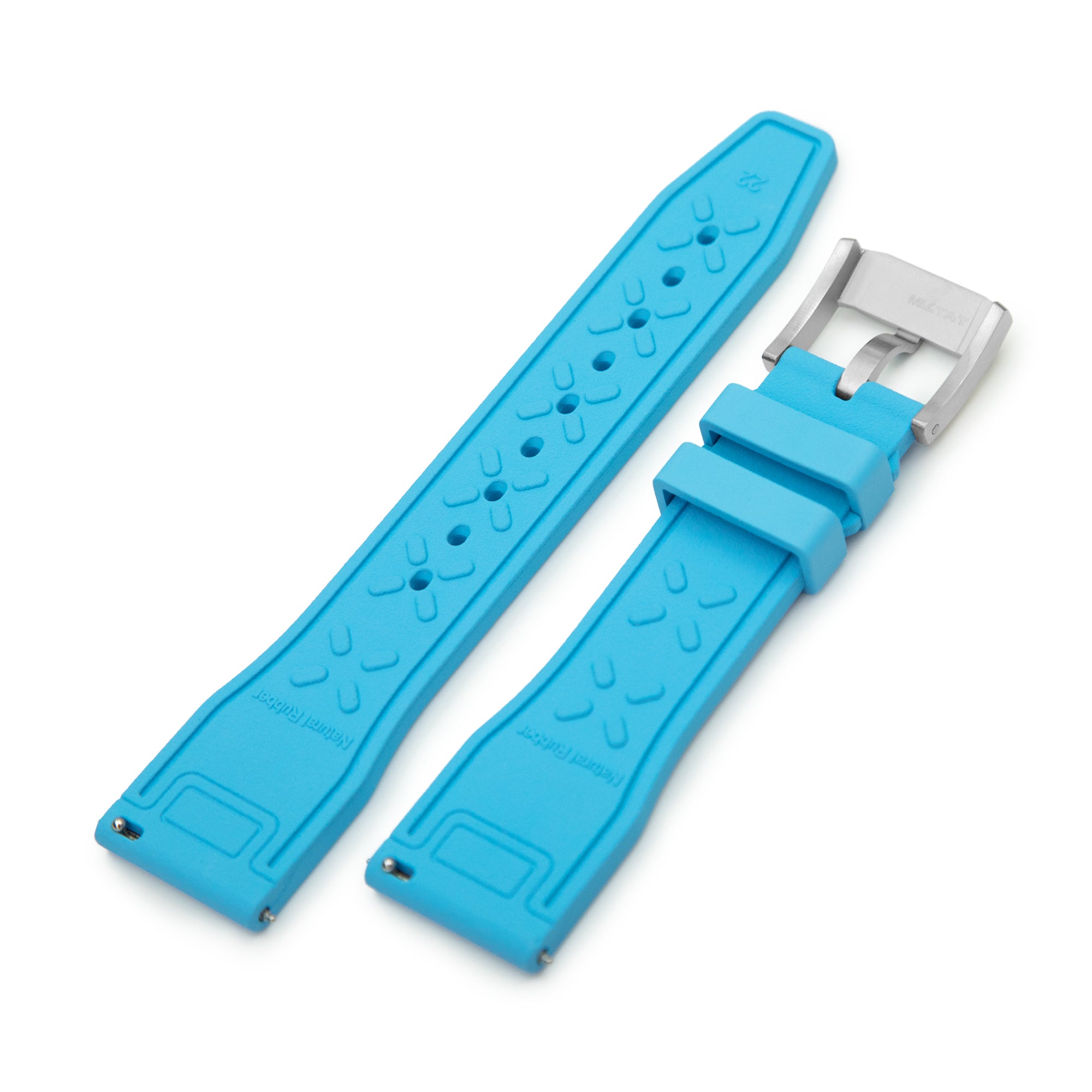 Quick Release Sky Blue Pilot FKM rubber watch strap, 20mm or 22mm Strapcode Watch Bands