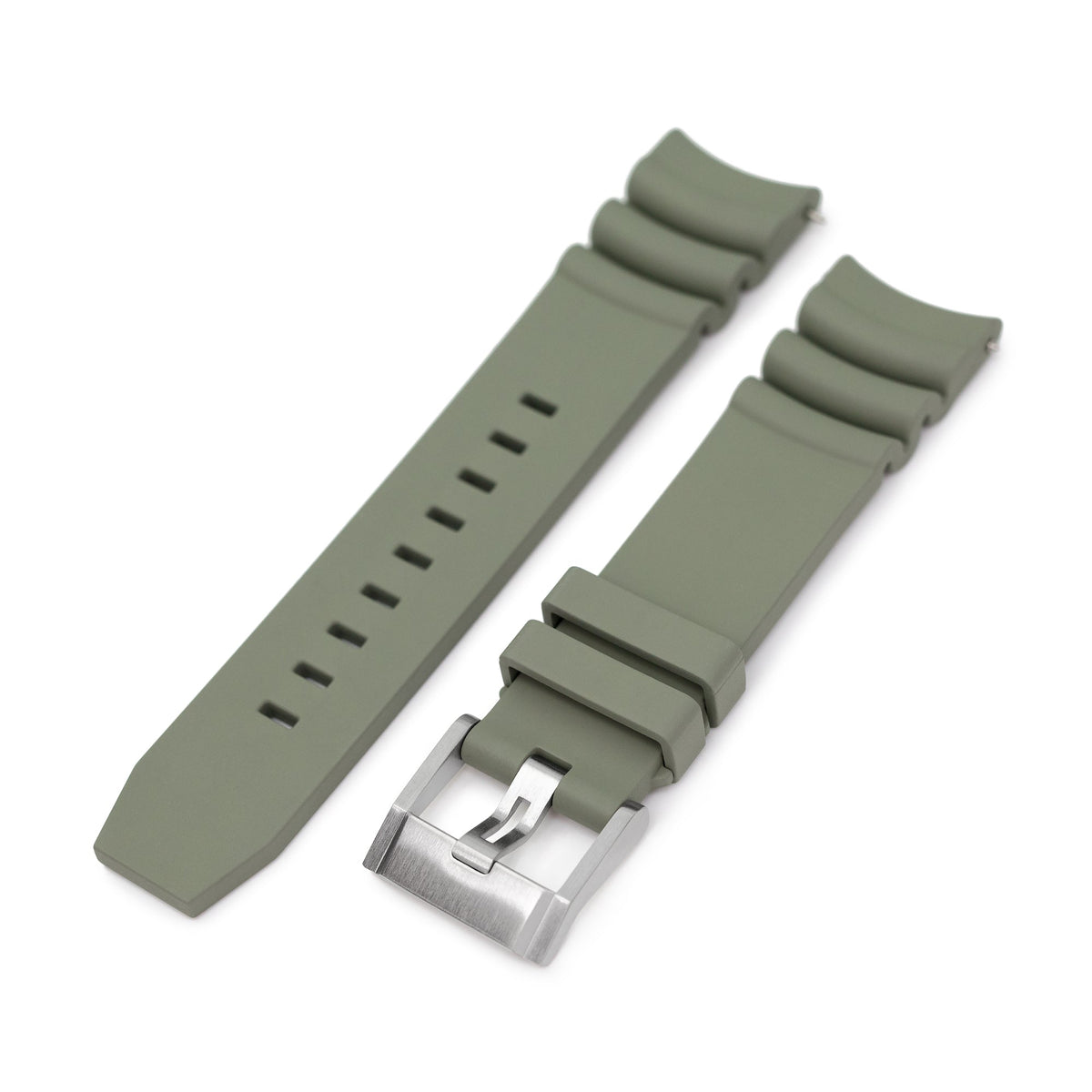 Q.R. Firewave Resilient Cuved End FKM rubber Watch Strap, Ash Green Strapcode watch bands