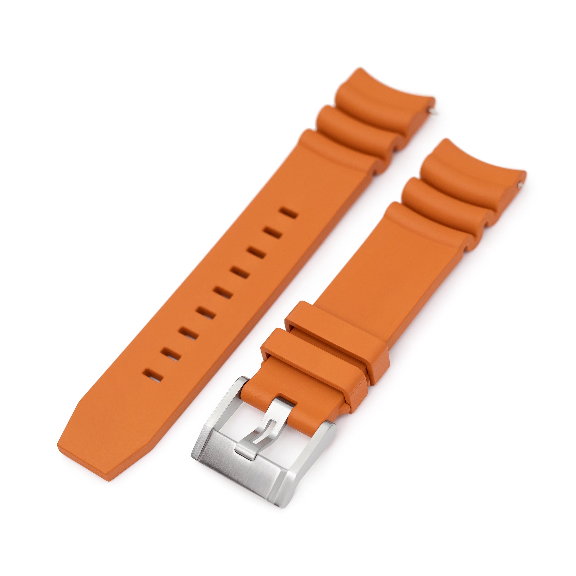 Q.R. Firewave Resilient Cuved End FKM rubber Watch Strap, Burnt Orange Strapcode watch bands