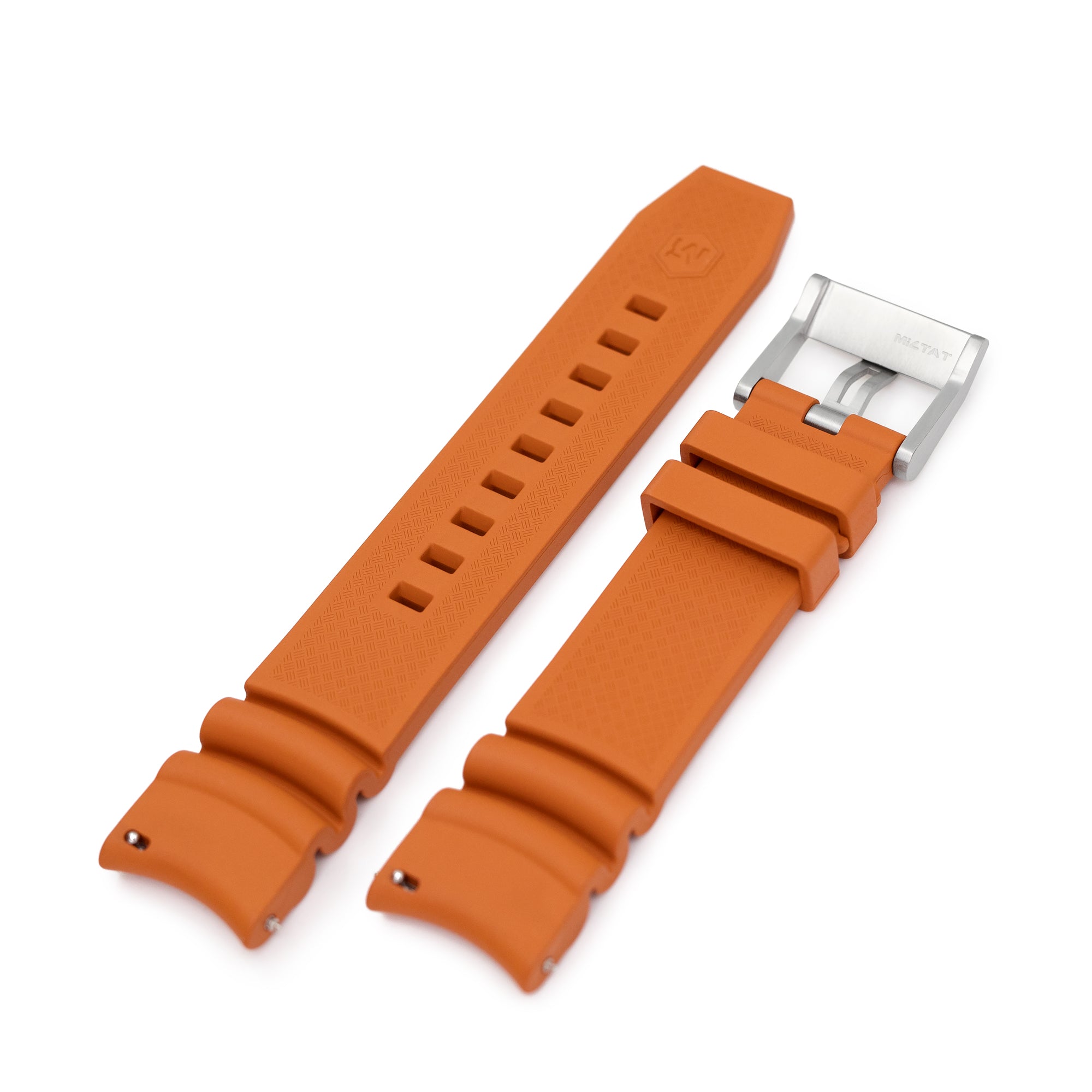 Q.R. Firewave Resilient Cuved End FKM rubber Watch Strap, Burnt Orange Strapcode watch bands