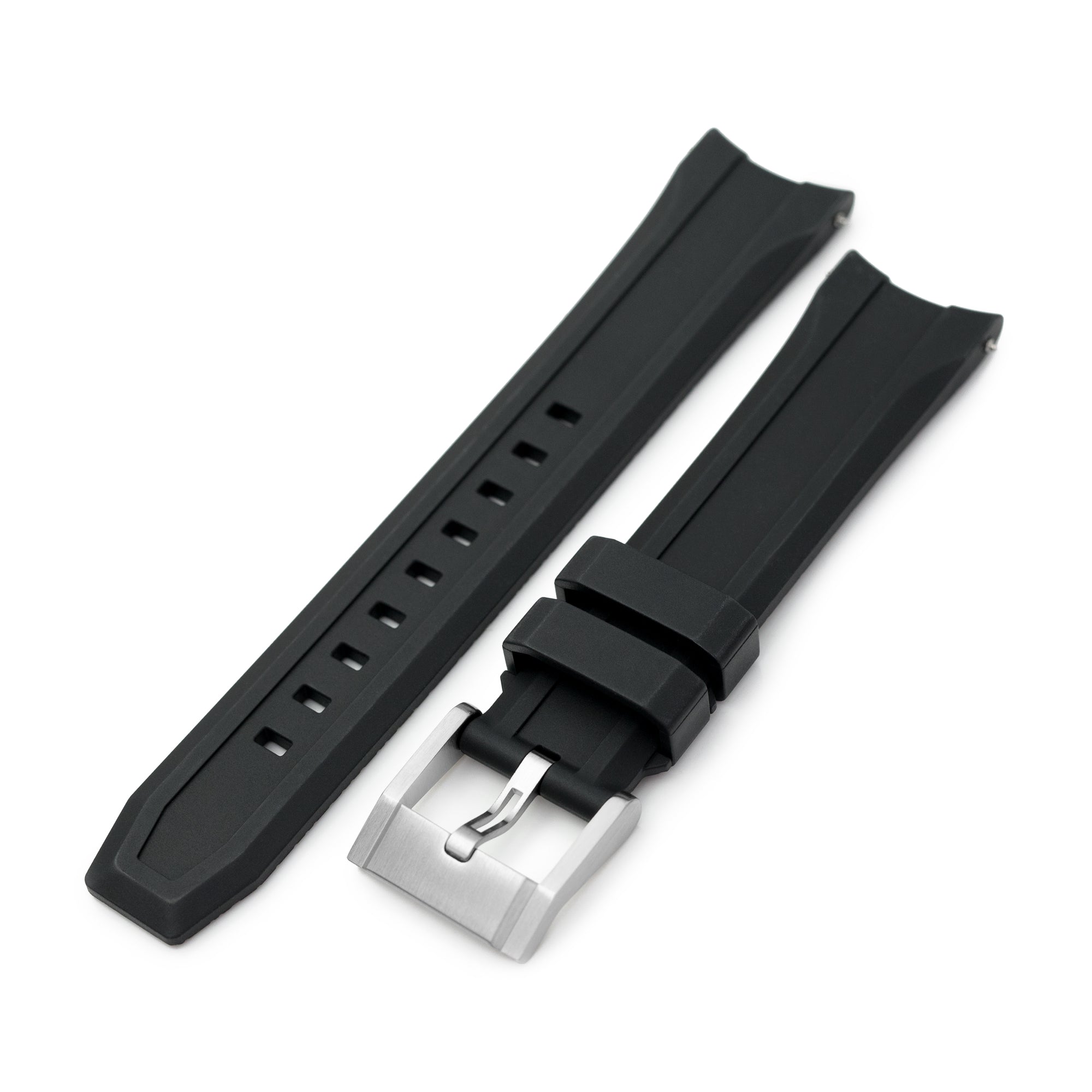 20mm Wheels Resilient Curved End FKM Rubber watch strap, Black Strapcode watch bands