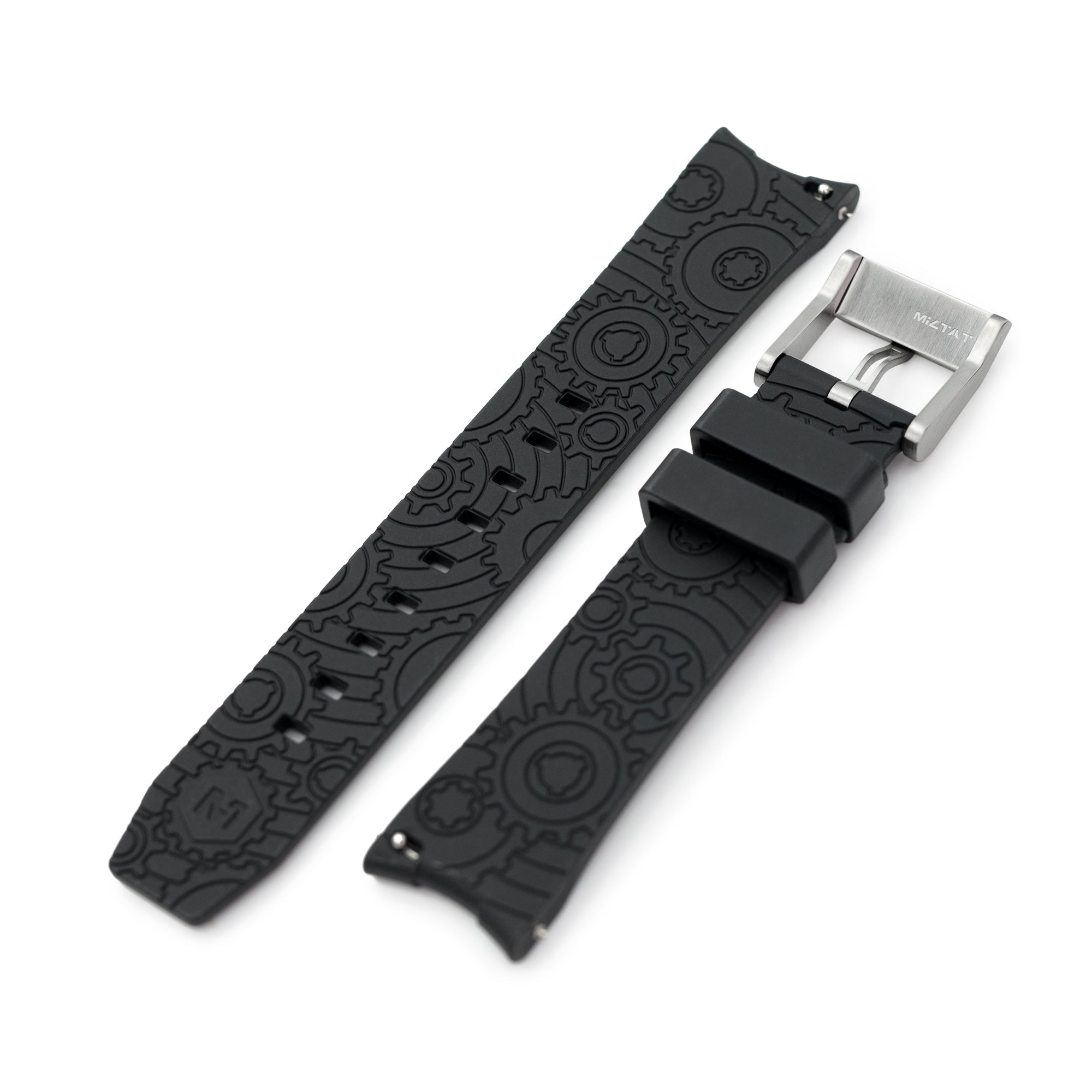 20mm Wheels Resilient Curved End FKM Rubber watch strap, Black Strapcode watch bands