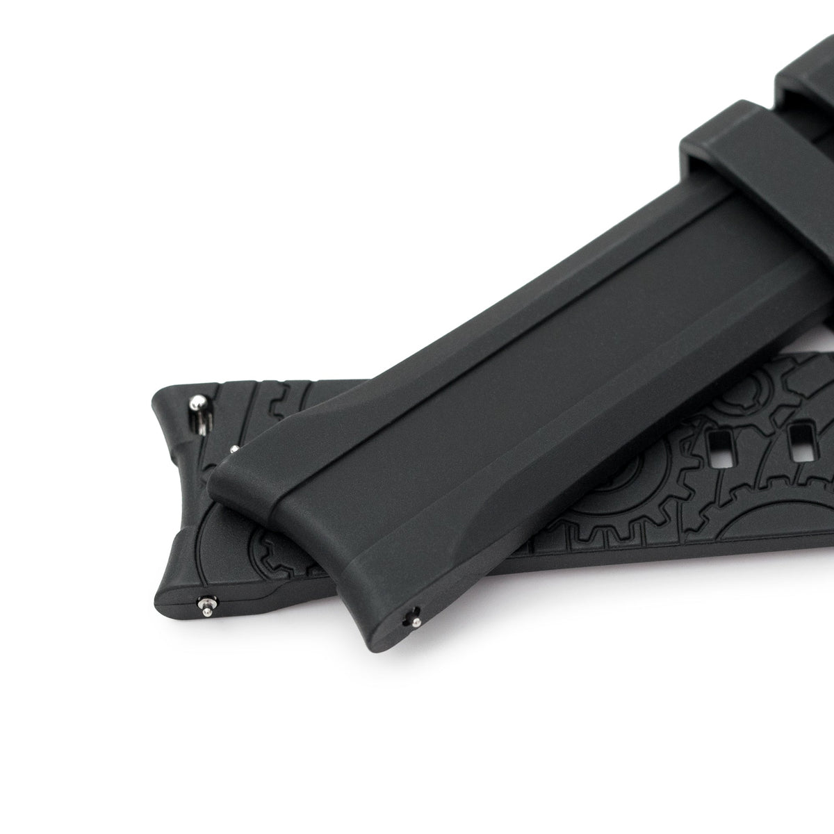 20mm Wheels Resilient Curved End FKM Rubber watch strap, Black Strapcode watch bands