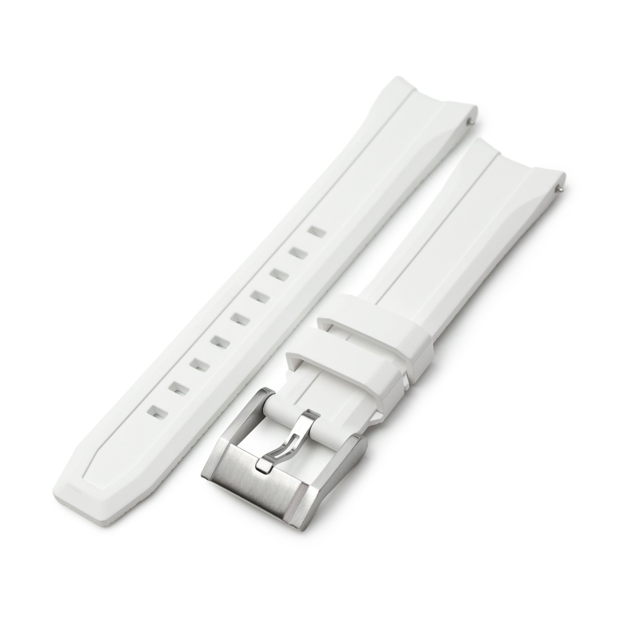 20mm Wheels Resilient Curved End FKM Rubber watch strap, White Strapcode watch bands