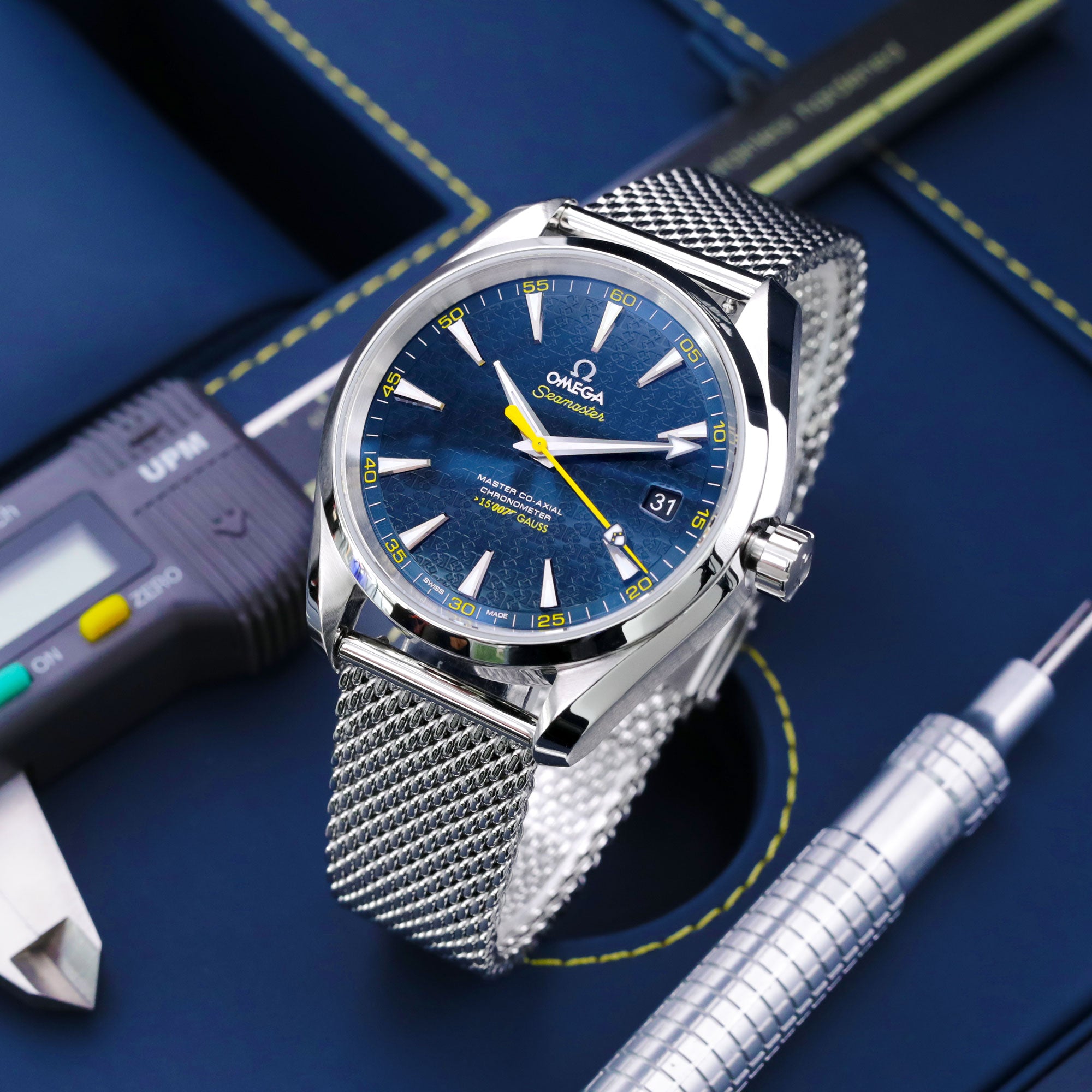 Quick Release Tapered Milanese Mesh Watch Band, 18mm, 19mm, 20mm, 21mm or 22mm, Polished