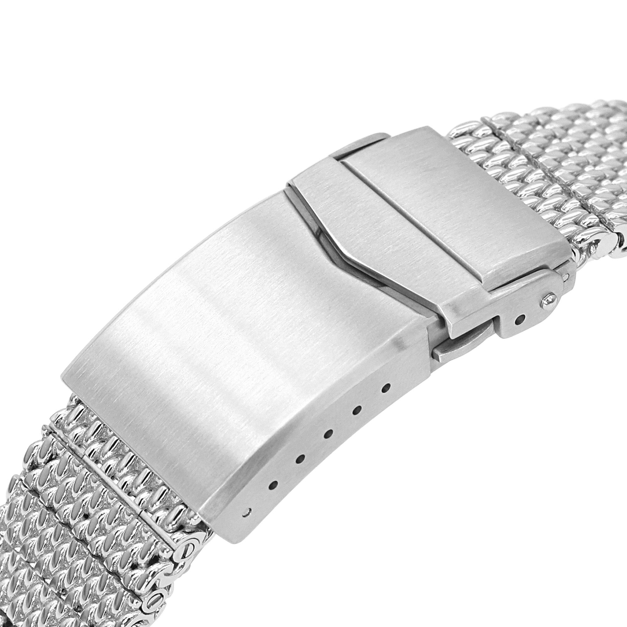 Curved End Massy Mesh Watch Band for TUD BB 79230 V-Clasp Polished Strapcode Watch Bands