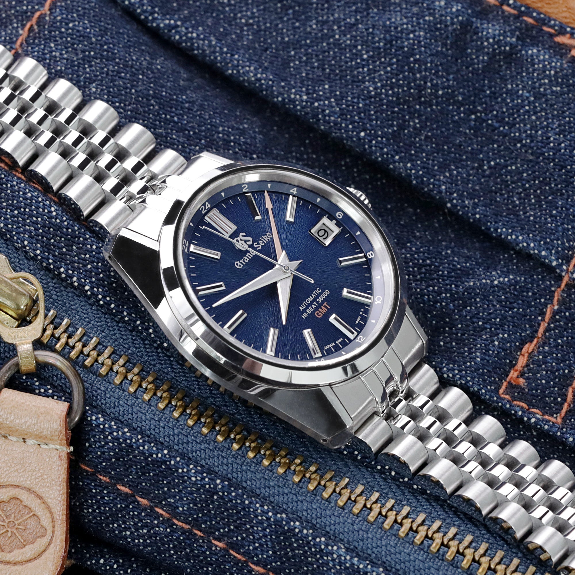 19mm Super-JUB II Watch Band for Grand Seiko 44GS SBGJ235, 316L Stainless Steel Brushed V-Clasp Strapcode Watch Bands