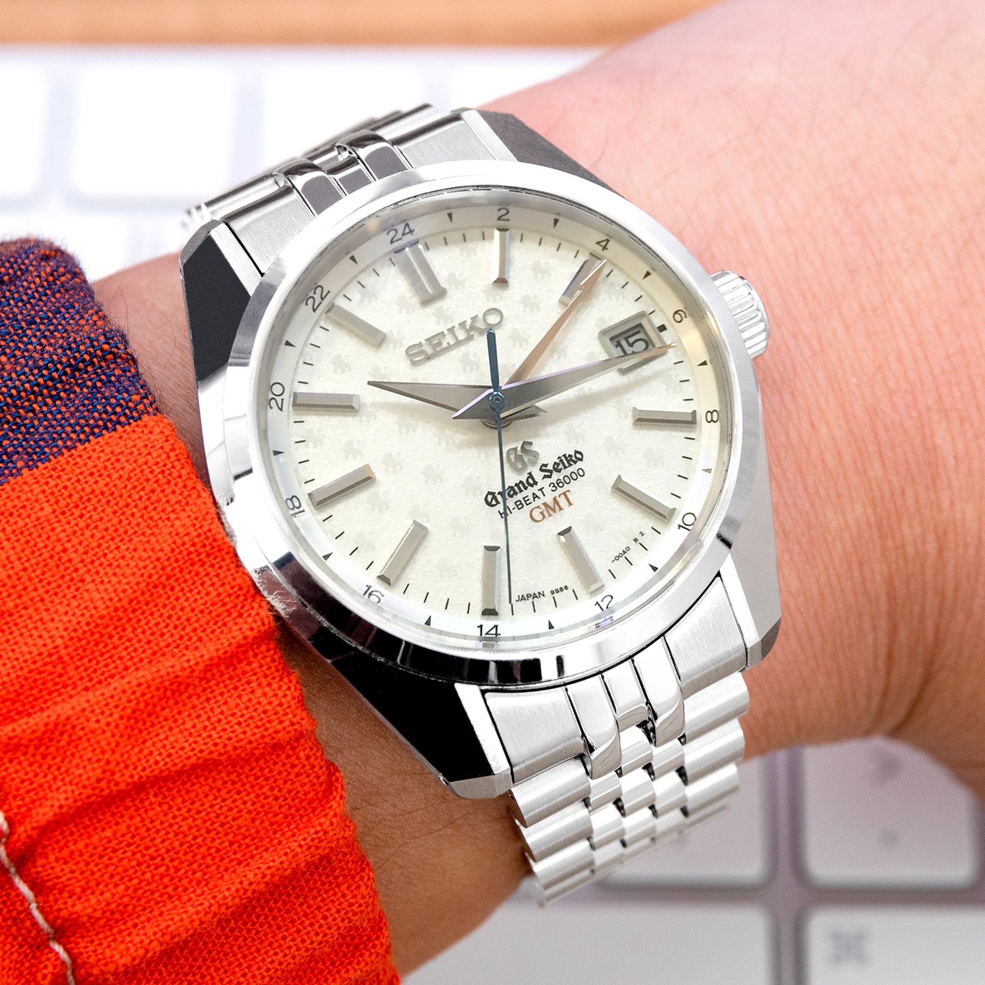 19mm Super-JUB II Watch Band for Grand Seiko 44GS SBGJ235, 316L Stainless Steel Brushed V-Clasp Strapcode Watch Bands