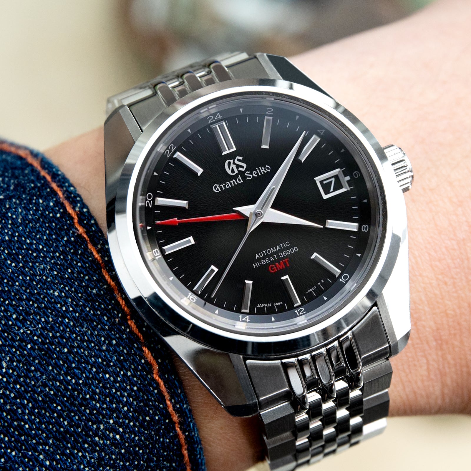 سوار ساعة أسترويد 19 مم لطراز Grand Seiko 44GS SBGJ235 SBGJ201 SBGJ203، من الفولاذ المقاوم للصدأ - بتشطيب مصقول في الوسط، مع مشبك V-Diver