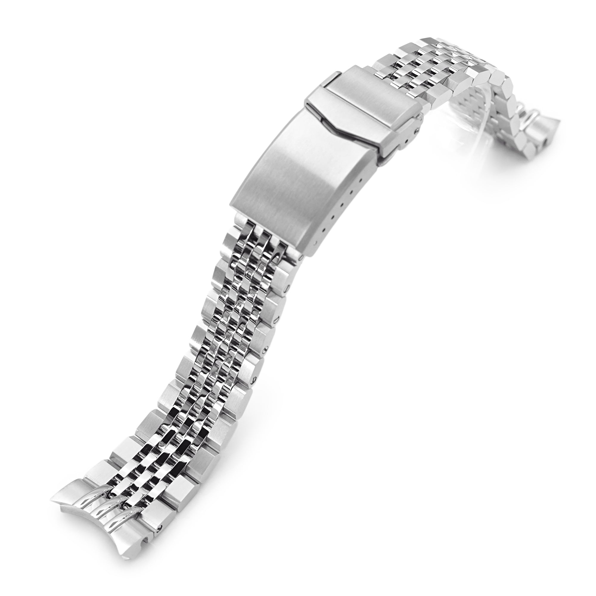20mm Asteroid Watch Band for Seiko 5 Sports 40mm, 316L Stainless Steel Brushed and Polished V-Clasp Strapcode Watch Bands