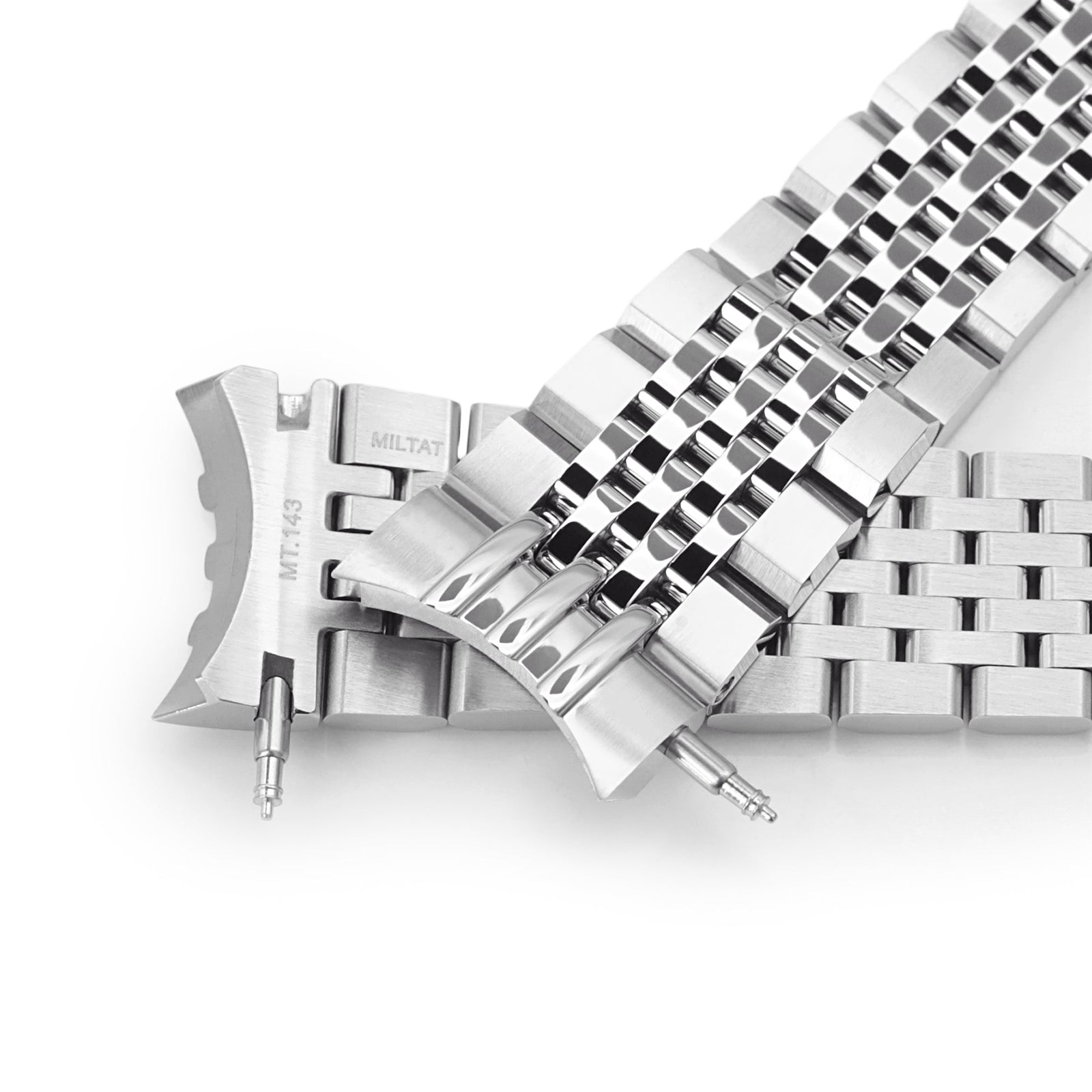 20mm Asteroid Watch Band for Seiko 5 Sports 40mm, 316L Stainless Steel Brushed and Polished V-Clasp Strapcode Watch Bands