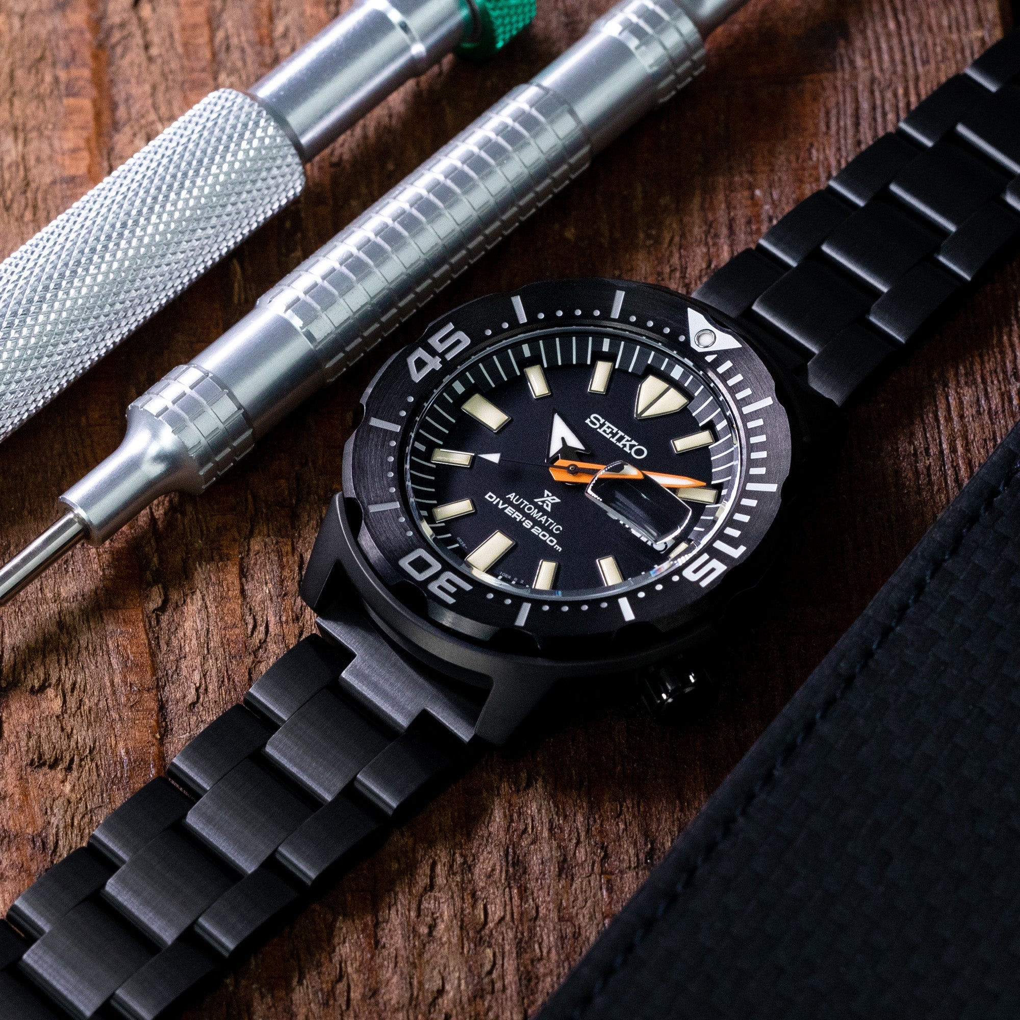 20mm Super-O Boyer Watch Band Straight End, 316L Stainless Steel Diamond-like Carbon (DLC coating) V-Clasp Strapcode Watch Bands