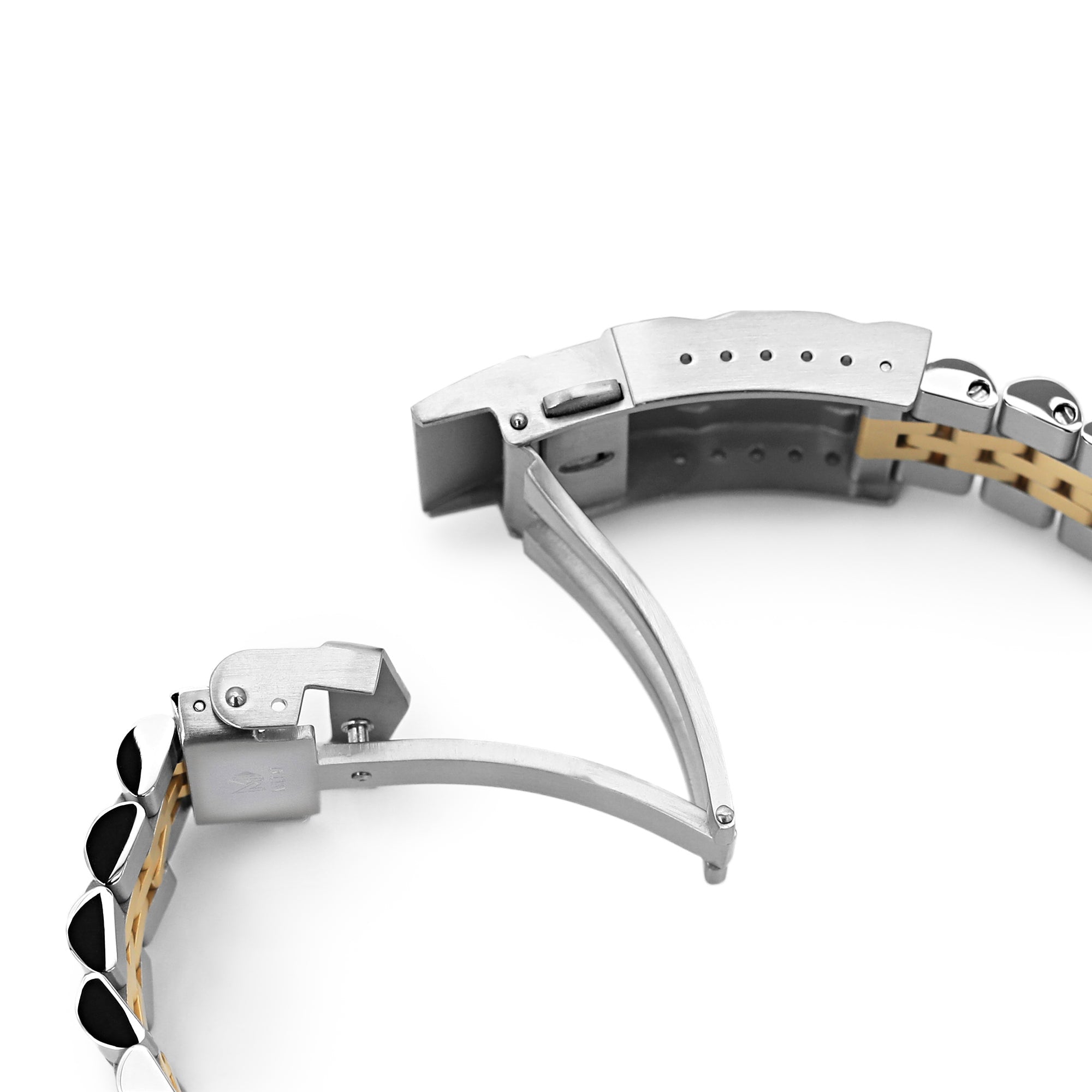 22mm Super-J Louis JUB Watch Band compatible with Seiko SKX007, 316L Stainless Steel Two Tone IP Gold with 2T SUB Clasp