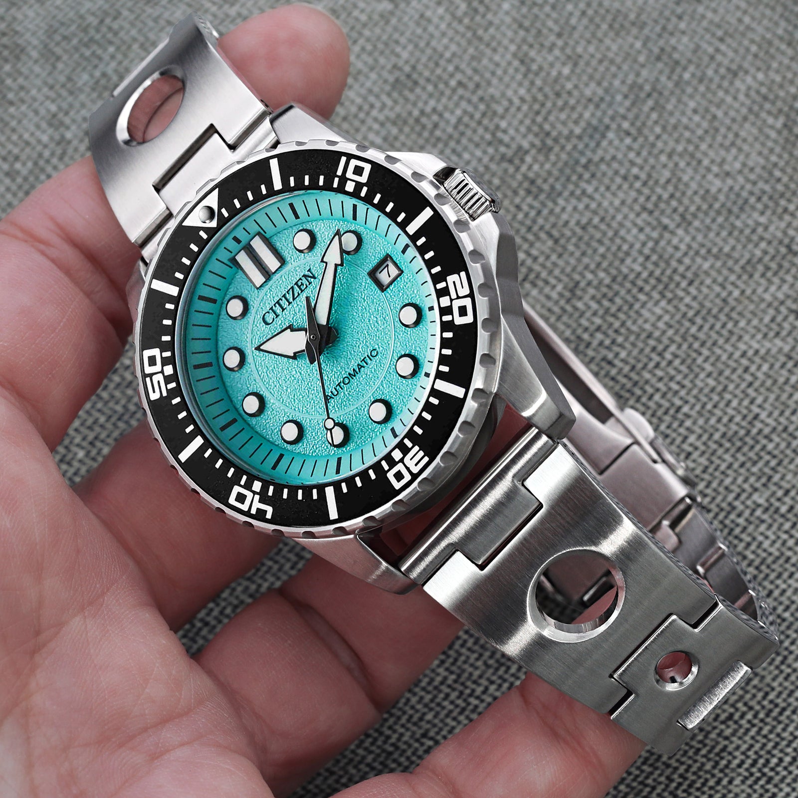 سوار ساعة رولبول 22 مم نهاية مستقيمة، فولاذ مقاوم للصدأ 316L مع مشبك V مصقول