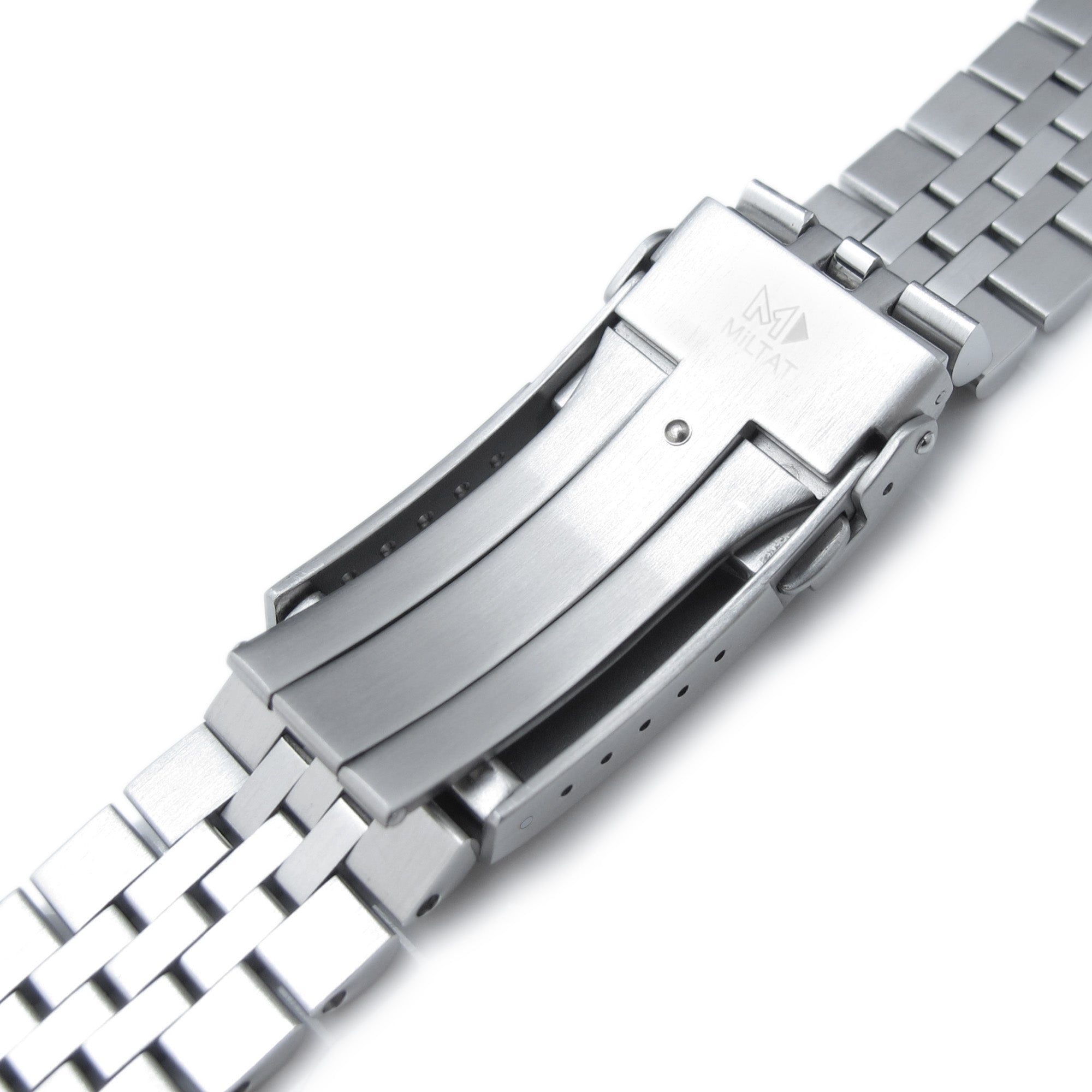 22mm Super-J Louis 316L Stainless Steel Watch Band for Seiko 5, Brushed V-Clasp Strapcode Watch Bands