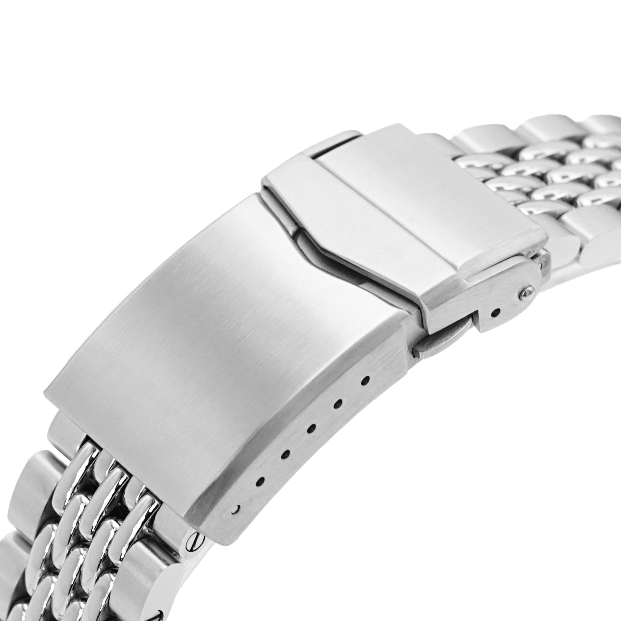 22mm Goma BOR Watch Band for Seiko GMT SSK001, 316L Stainless Steel Brushed and Polished V-Clasp Strapcode Watch Bands