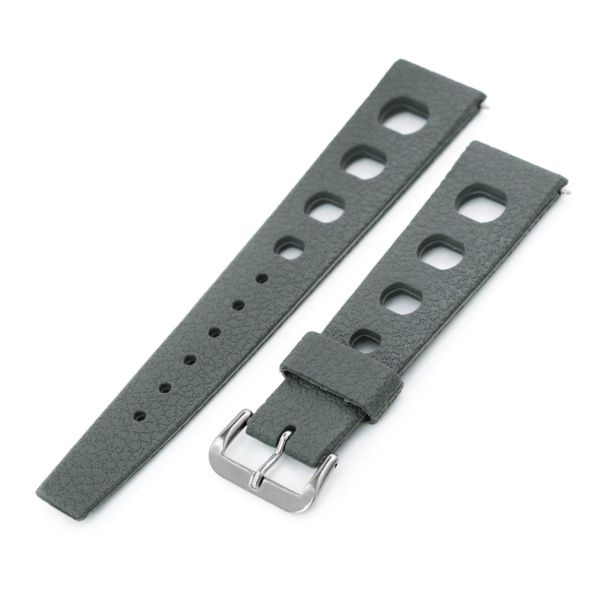 20mm Military Grey Retro Large Holes Rally Tapered Rubber watch band Strapcode Watch Bands
