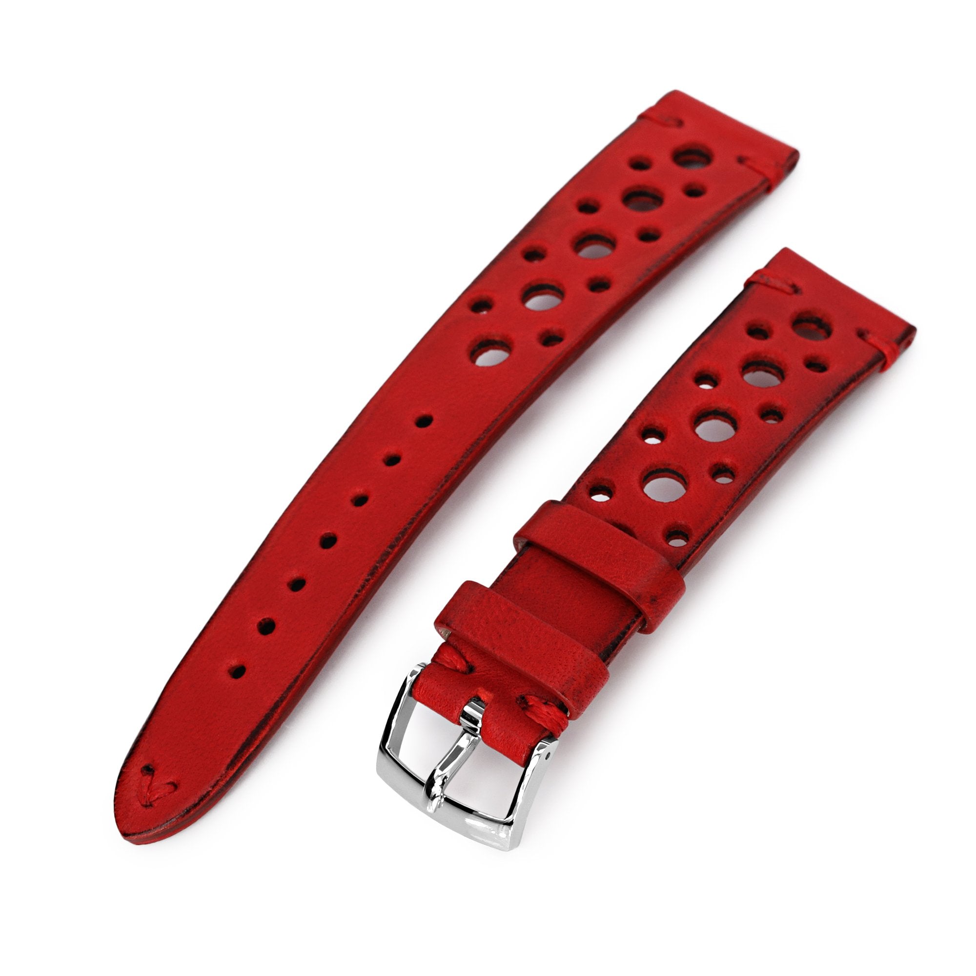 20mm Red Italian Handmade Racer Watch Band, P Buckle Strapcode Watch Bands